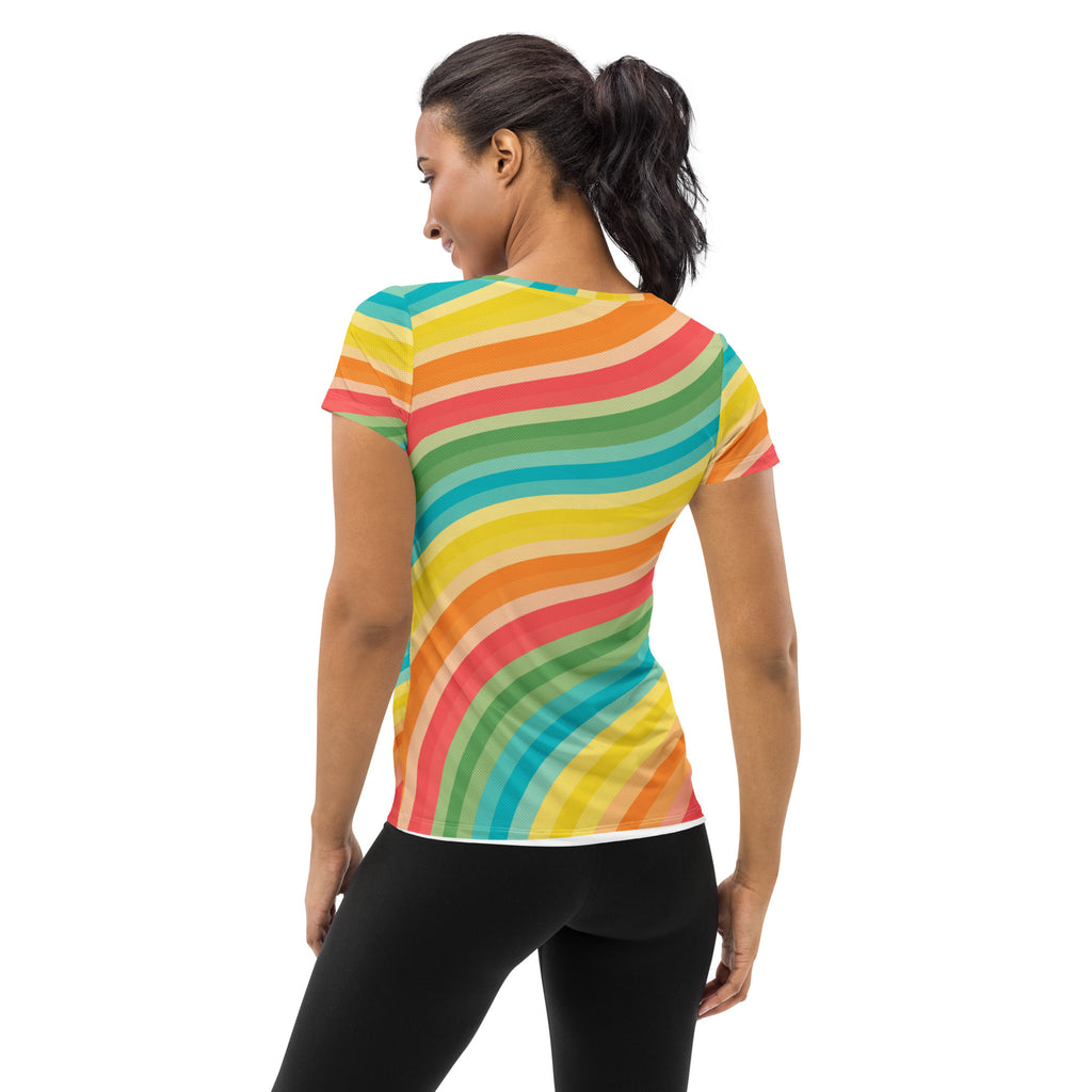 Women’s Beach Sunset Wave Athletic T-Shirt - Lightweight Moisture Wicking Workout Top With UPF 50+