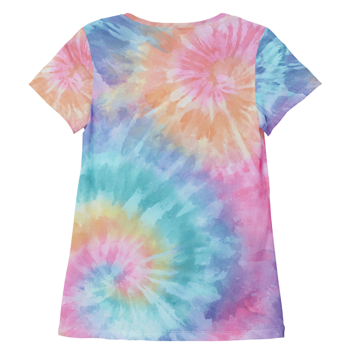 Women’s Rainbow Swirl Tie Dye Athletic T-Shirt - Lightweight Moisture Wicking Workout Top With UPF 50+