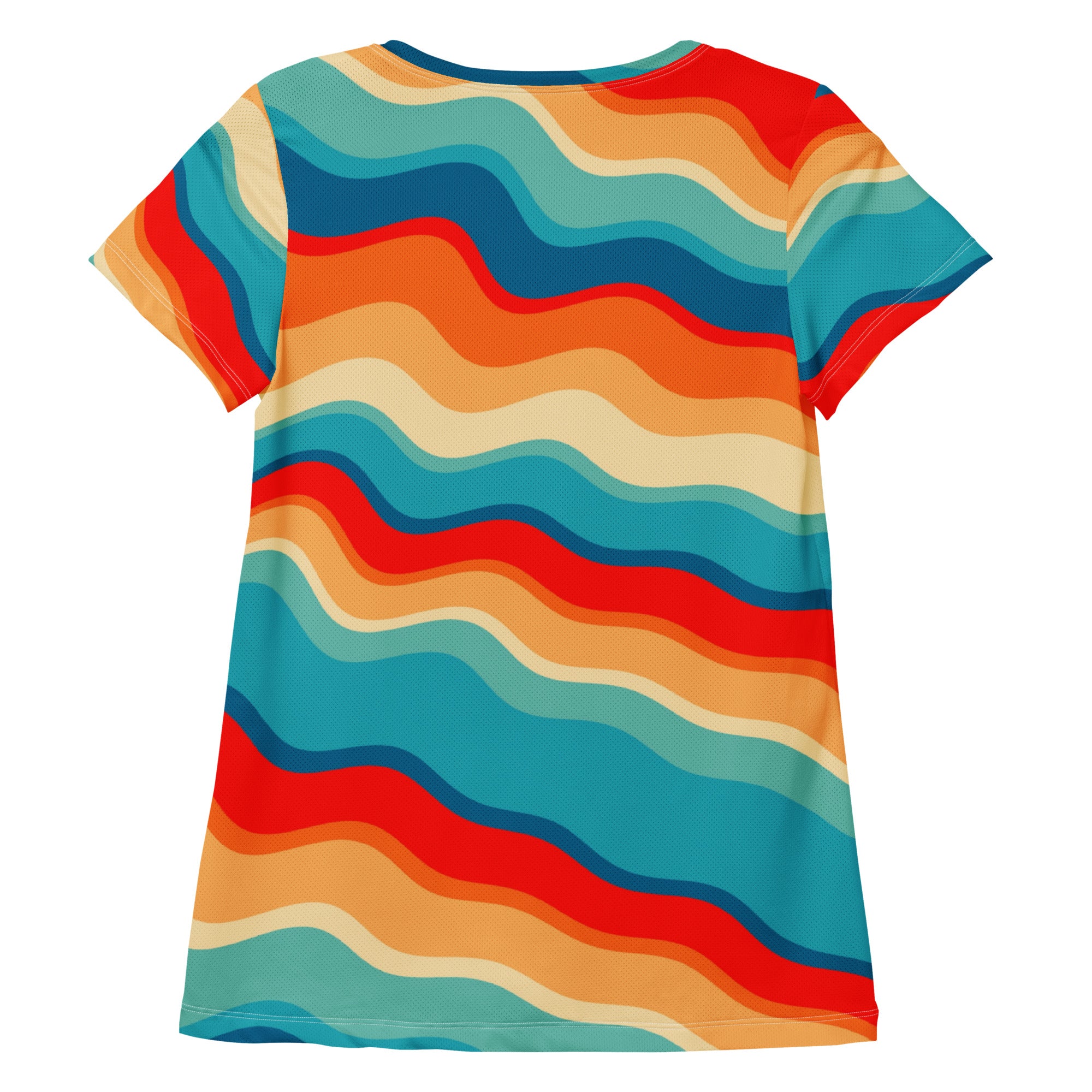 Women’s Bright Sunset Wave Athletic T-Shirt - Lightweight Moisture Wicking Workout Top With UPF 50+