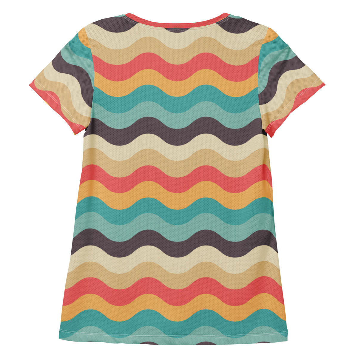 Women’s Retro Wavy Sand Athletic T-Shirt - Lightweight Moisture Wicking Workout Top With UPF 50+