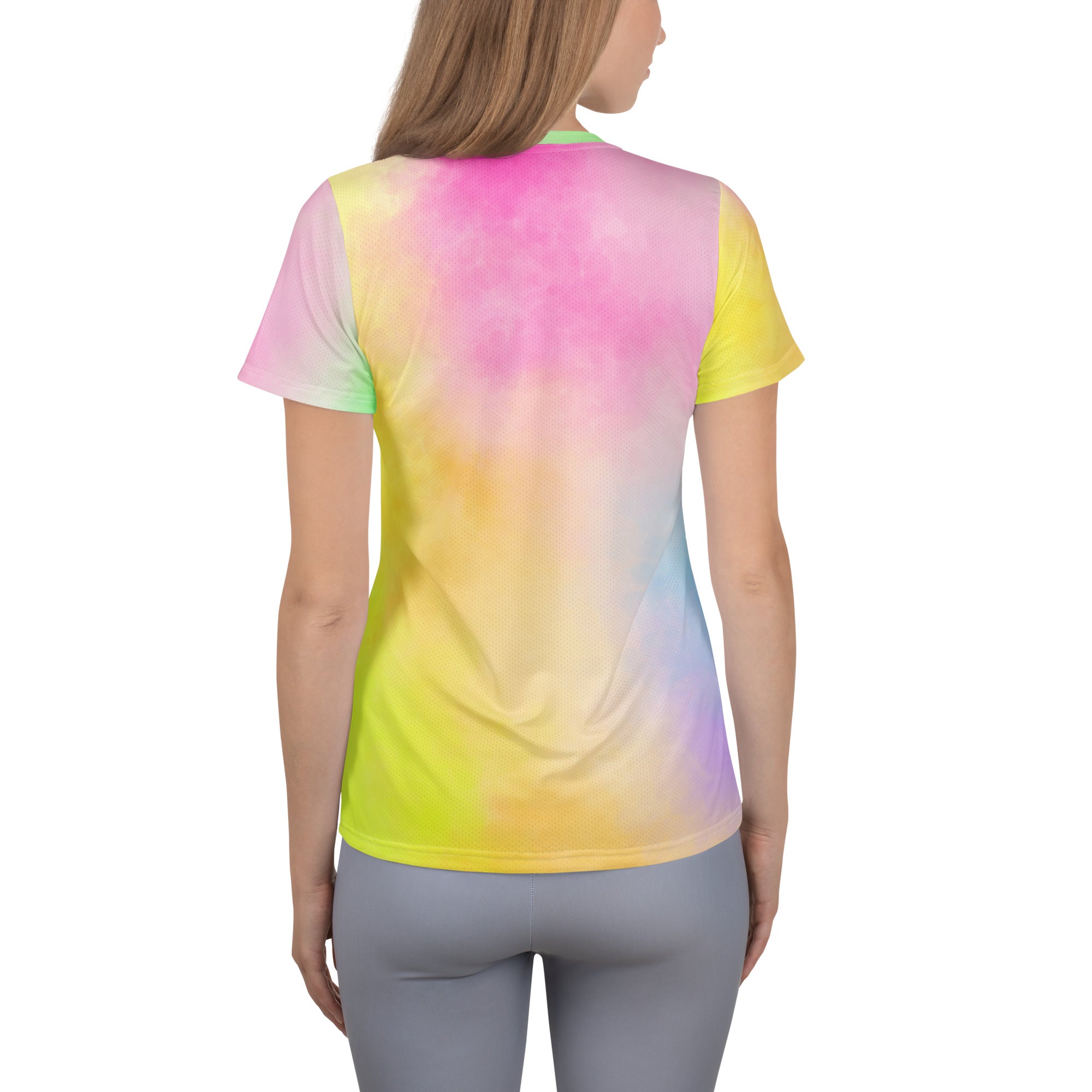 Women’s Colorful Pastel Tie Dye Athletic T-Shirt - Lightweight Moisture Wicking Workout Top With UPF 50+