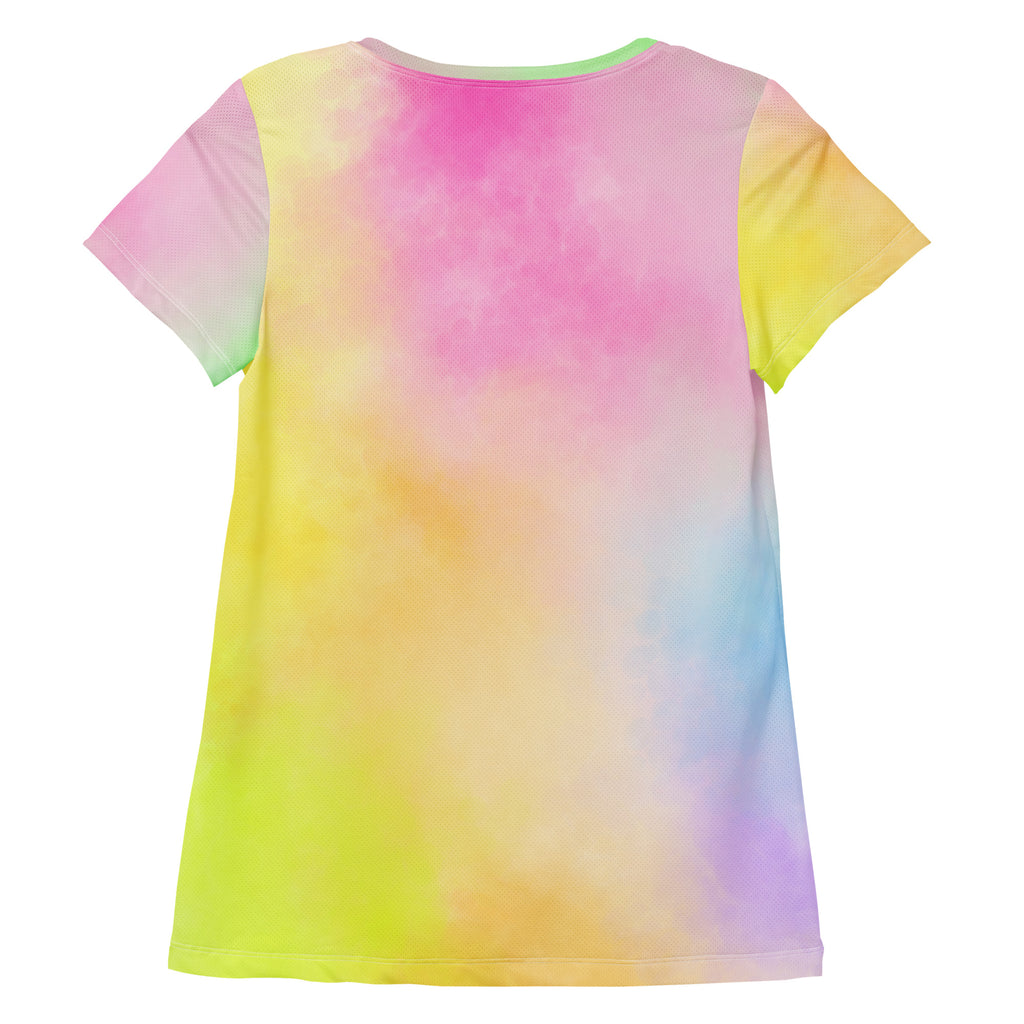 Women’s Colorful Pastel Tie Dye Athletic T-Shirt - Lightweight Moisture Wicking Workout Top With UPF 50+