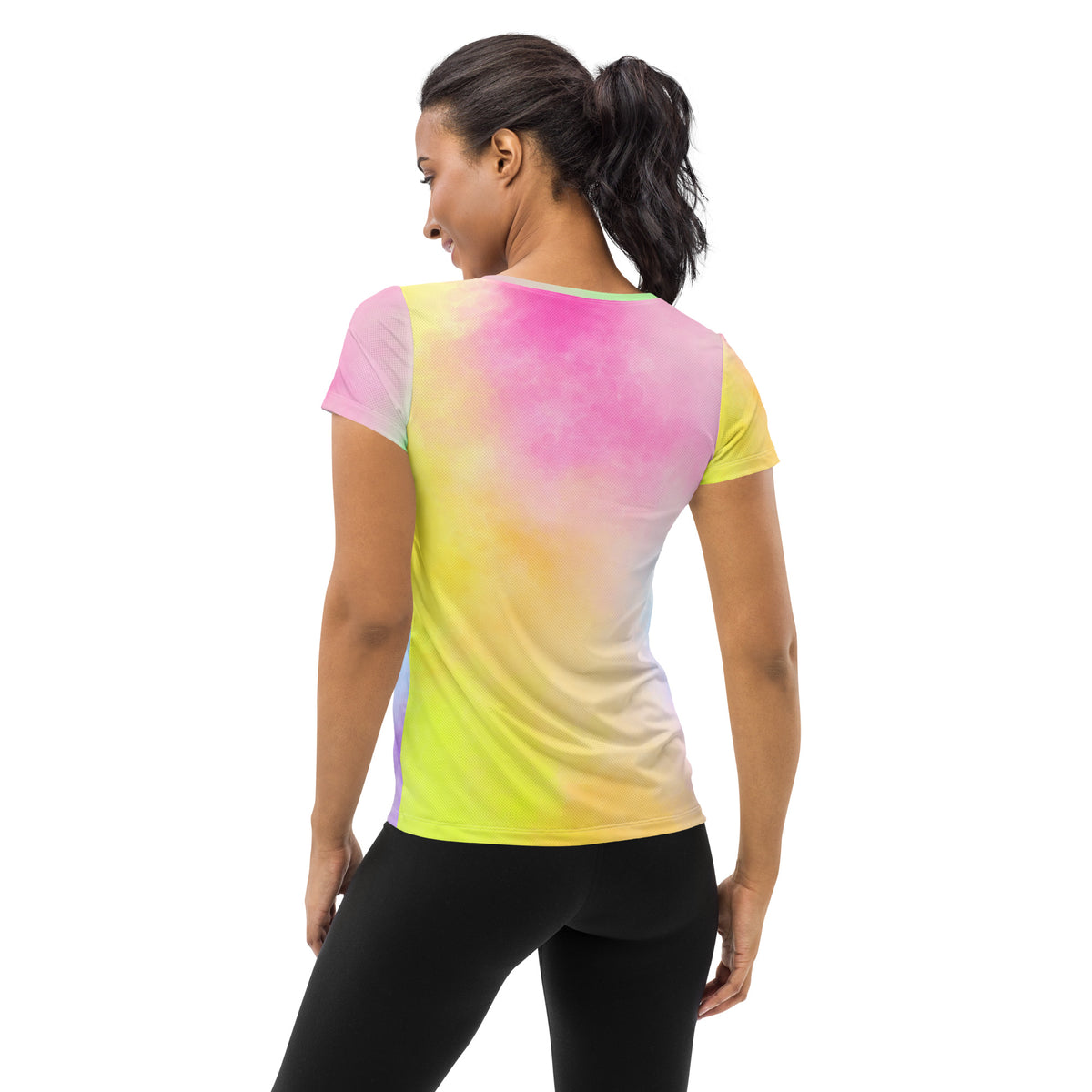 Women’s Colorful Pastel Tie Dye Athletic T-Shirt - Lightweight Moisture Wicking Workout Top With UPF 50+