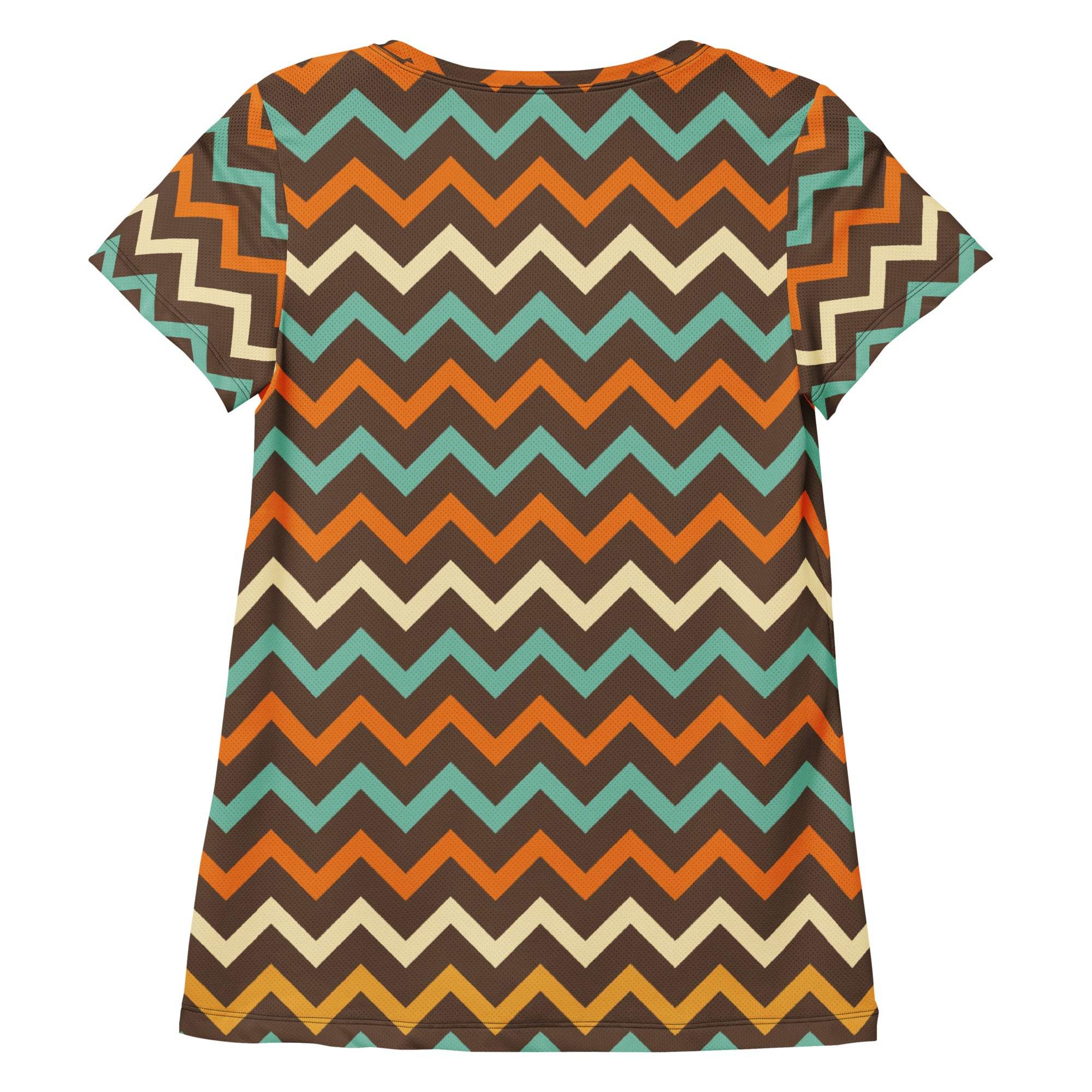 Women’s Retro Chevron Athletic T-Shirt - Lightweight Moisture Wicking Workout Top With UPF 50+