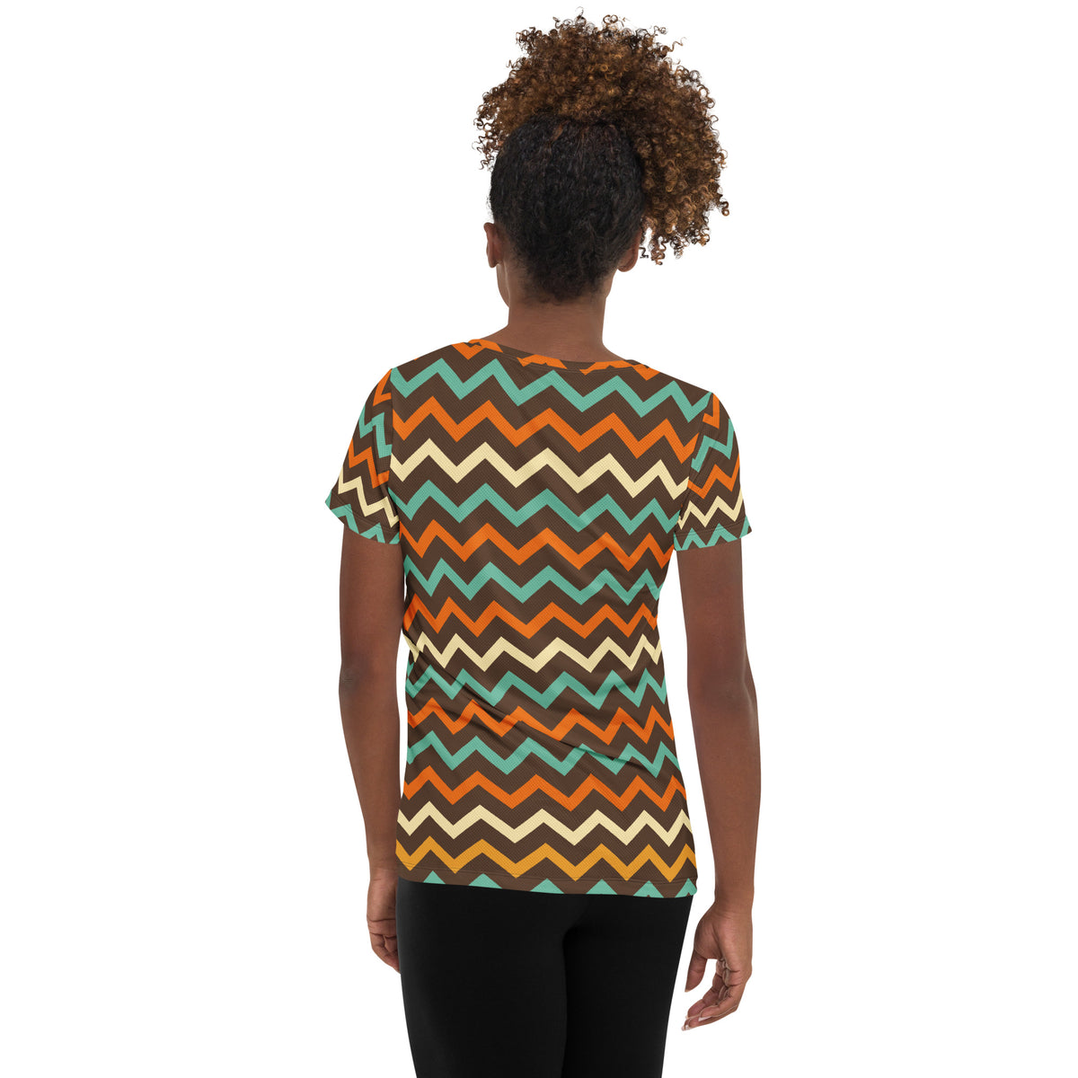 Women’s Retro Chevron Athletic T-Shirt - Lightweight Moisture Wicking Workout Top With UPF 50+