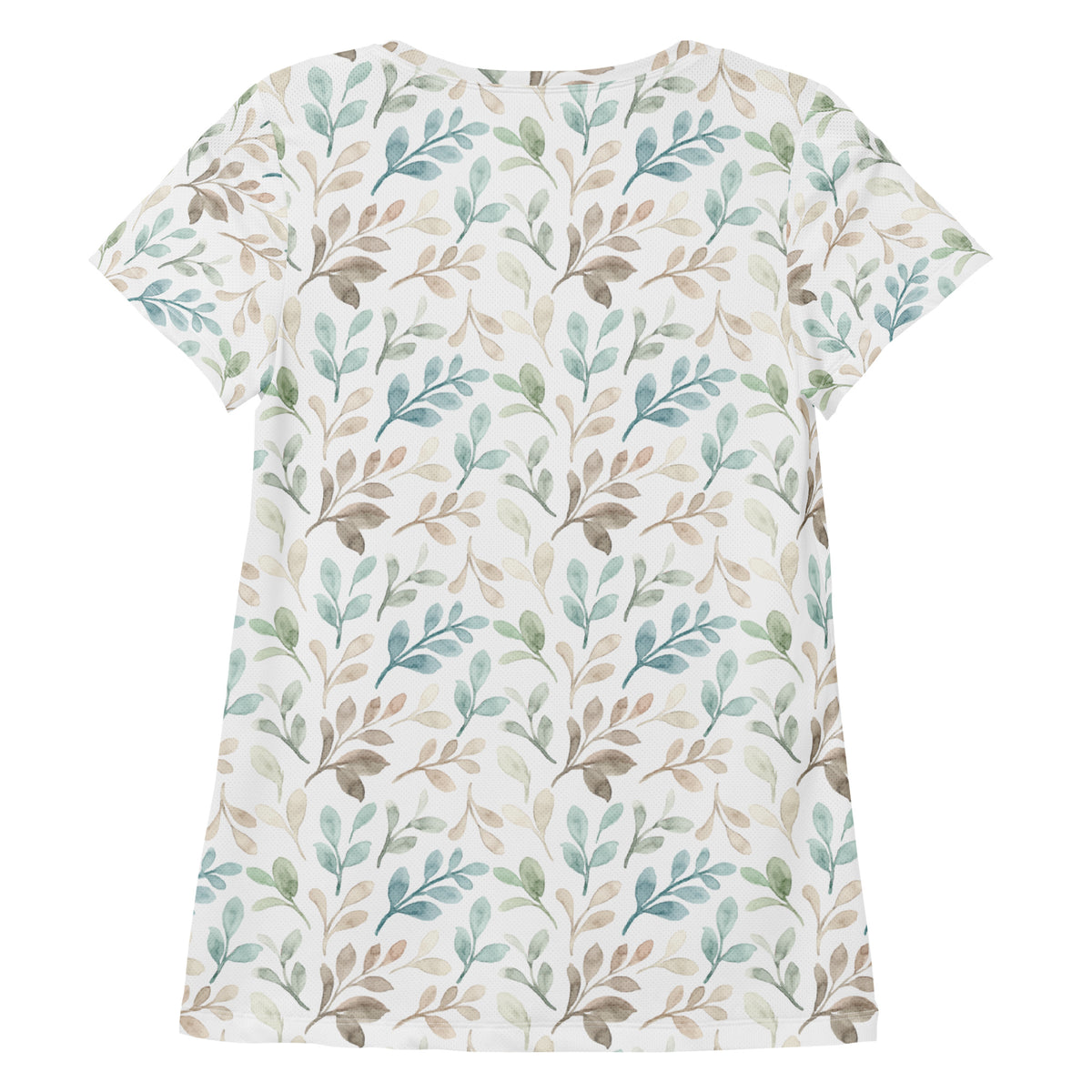 Women’s Watercolor Leaf Athletic T-Shirt - Lightweight Moisture Wicking Workout Top With UPF 50+