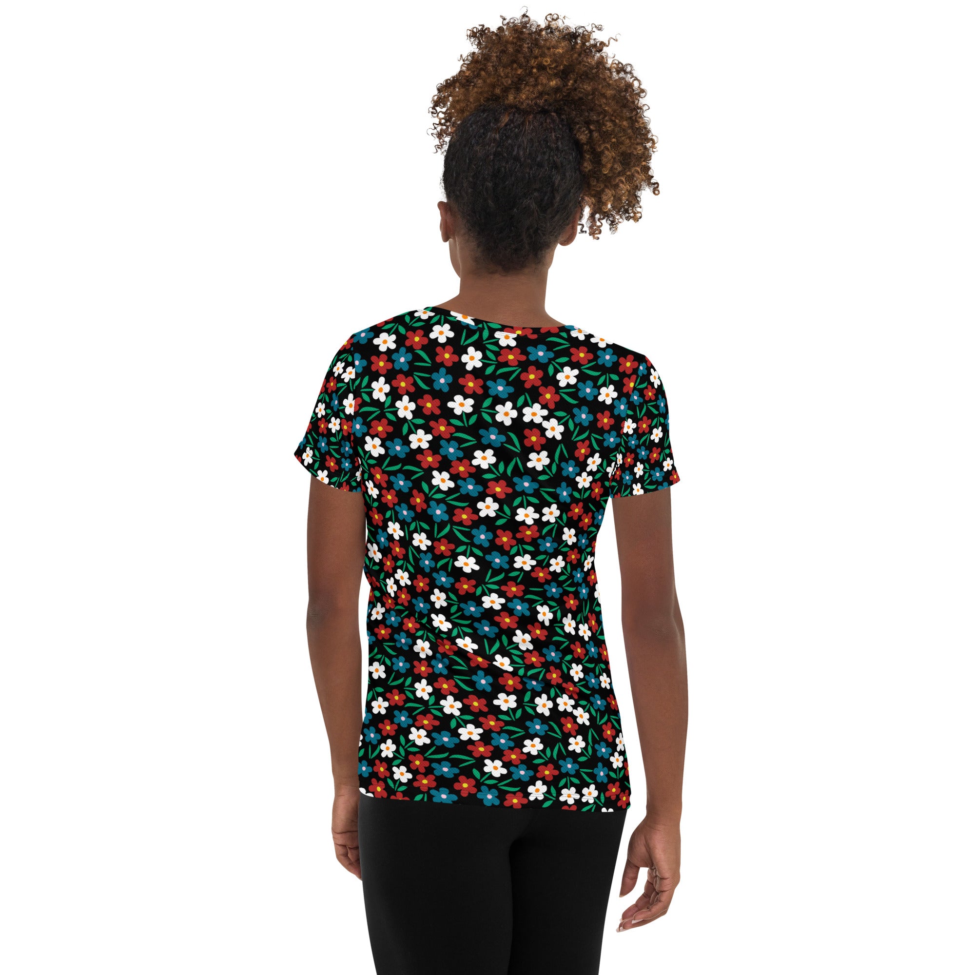 Women’s Colorful Wildflower Athletic T-Shirt - Lightweight Moisture Wicking Workout Top With UPF 50+