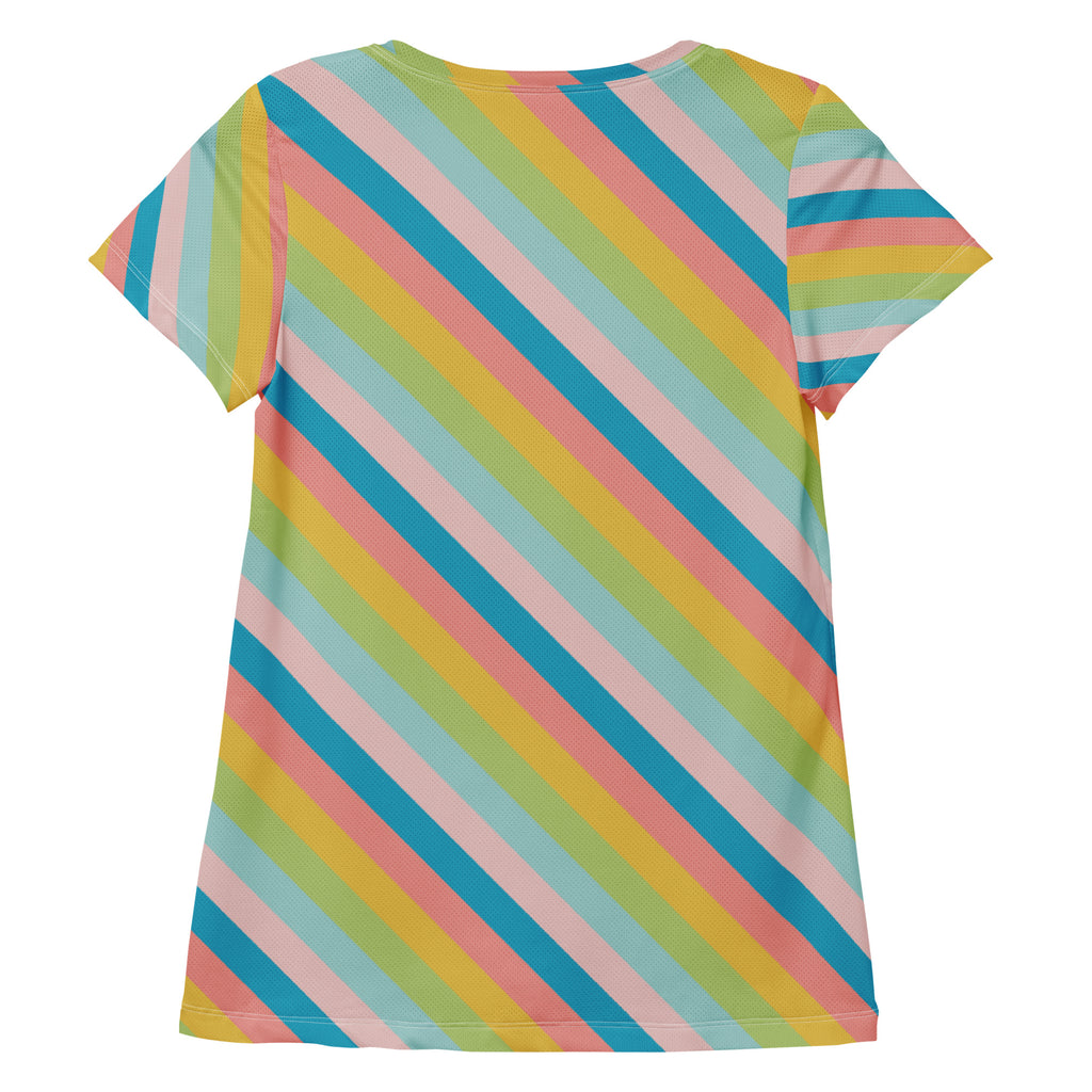 Women’s Colorful Diagonal Athletic T-Shirt - Lightweight Moisture Wicking Workout Top With UPF 50+