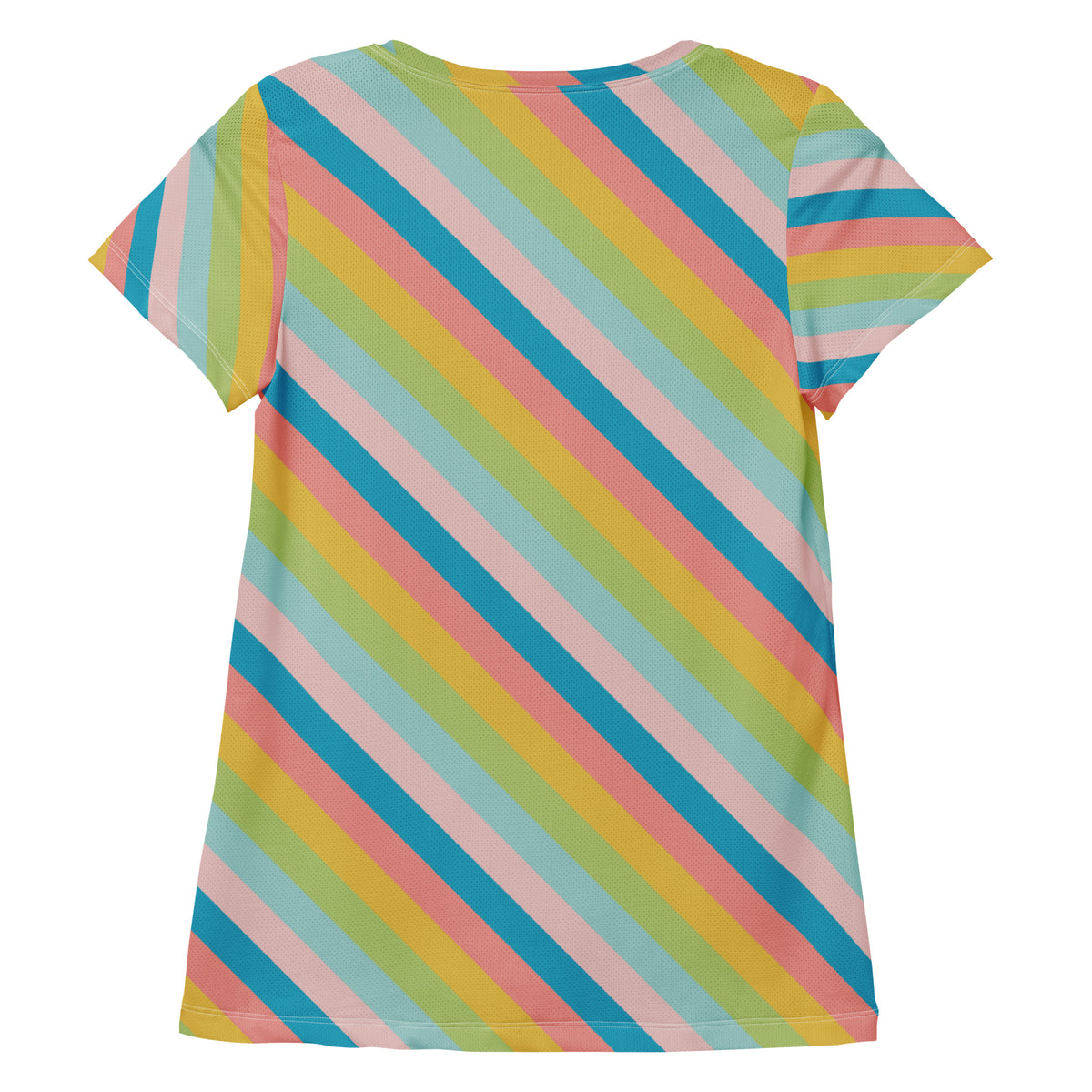 Women’s Colorful Diagonal Athletic T-Shirt - Lightweight Moisture Wicking Workout Top With UPF 50+
