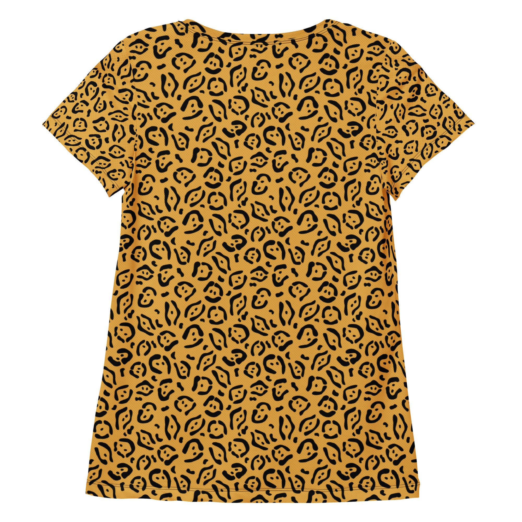 Women’s Golden Leopard Print Athletic T-Shirt - Lightweight Moisture Wicking Workout Top With UPF 50+