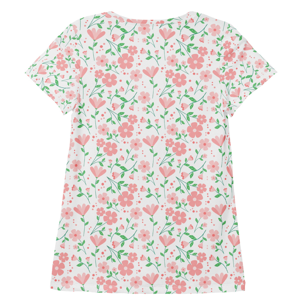 Women’s Spring Flower Athletic T-Shirt - Lightweight Moisture Wicking Workout Top With UPF 50+
