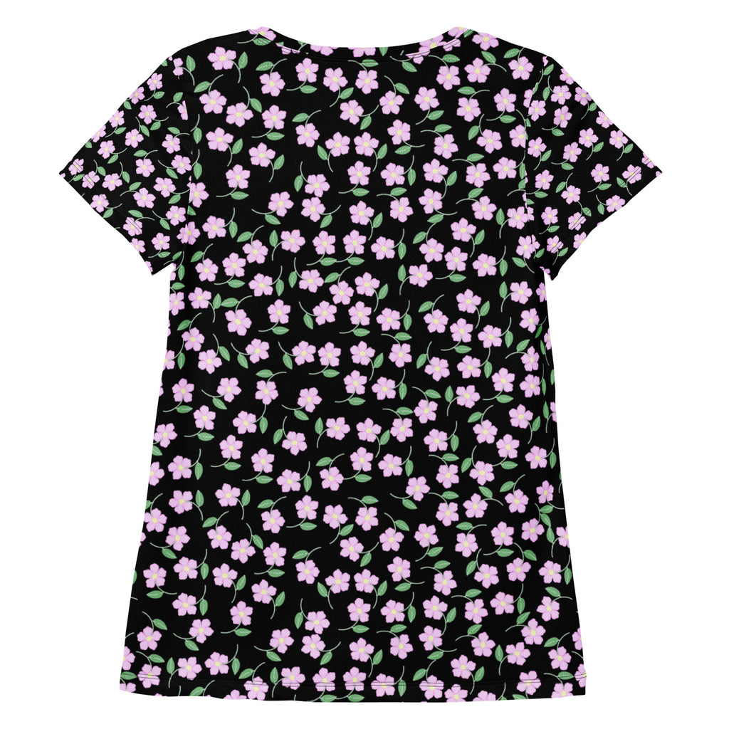 Women’s Ditsy Flower Athletic T-Shirt - Lightweight Moisture Wicking Workout Top With UPF 50+