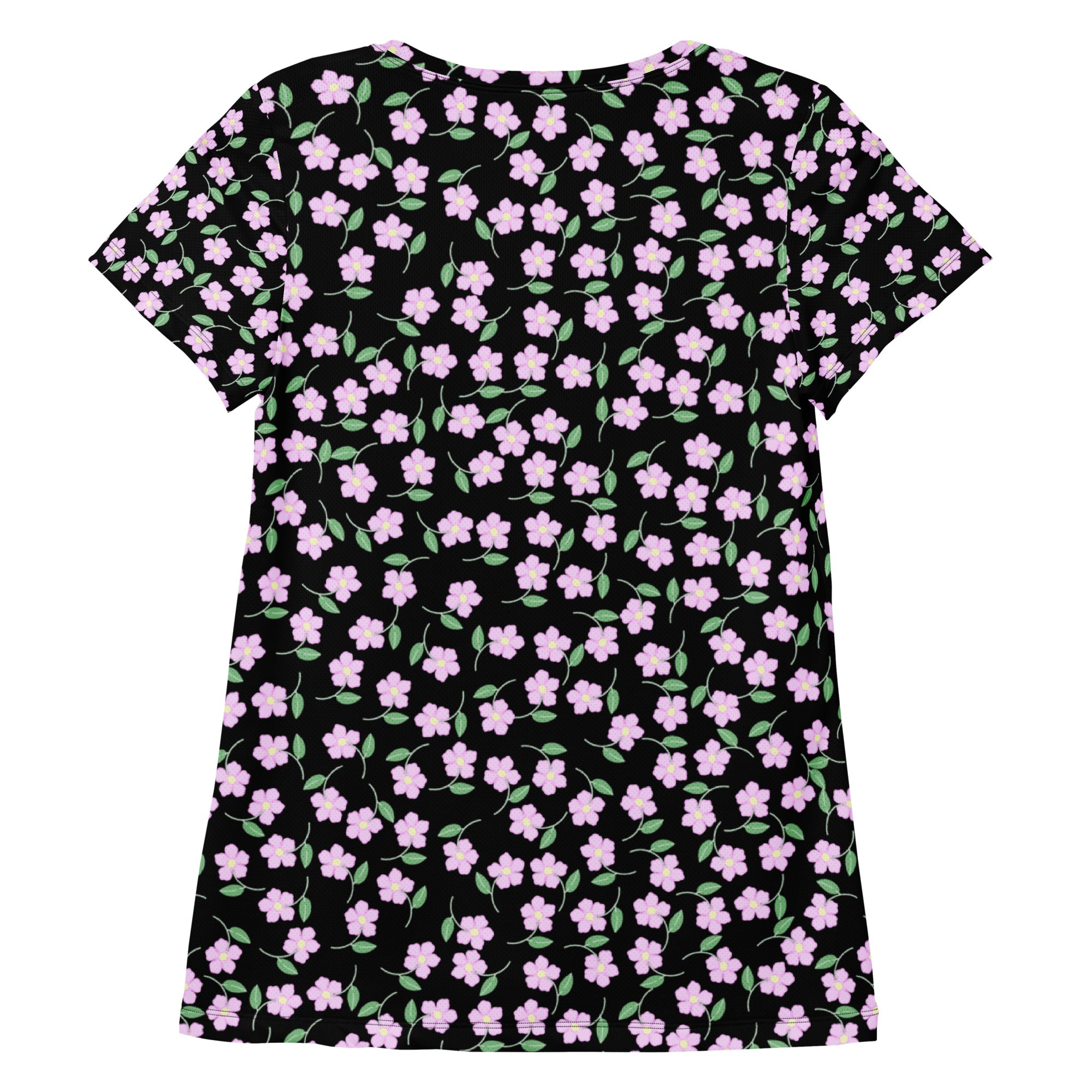 Women’s Ditsy Flower Athletic T-Shirt - Lightweight Moisture Wicking Workout Top With UPF 50+