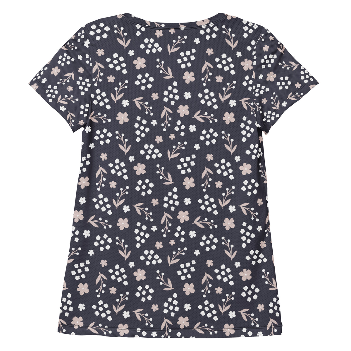 Women’s Charcoal Floral Athletic T-Shirt - Lightweight Moisture Wicking Workout Top With UPF 50+