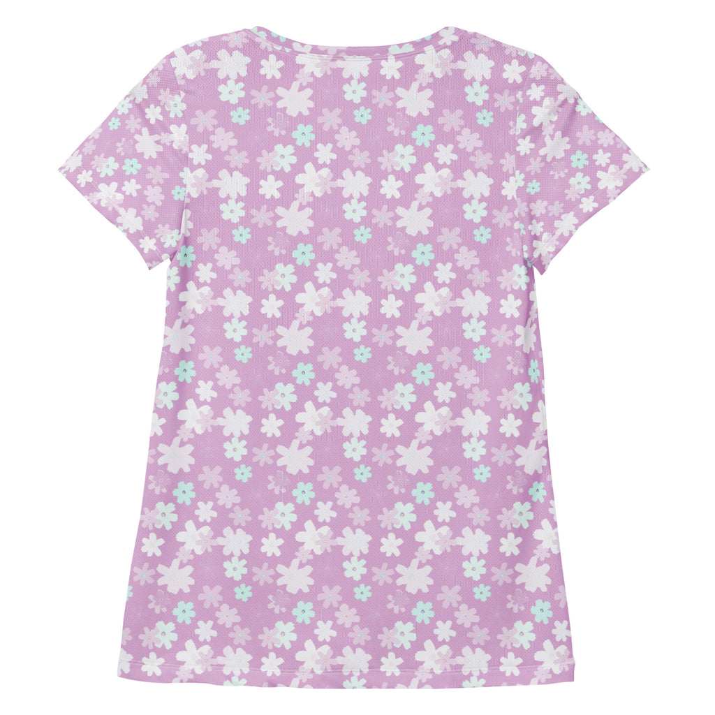 Women’s Lavender Floral Athletic T-Shirt - Lightweight Moisture Wicking Workout Top With UPF 50+