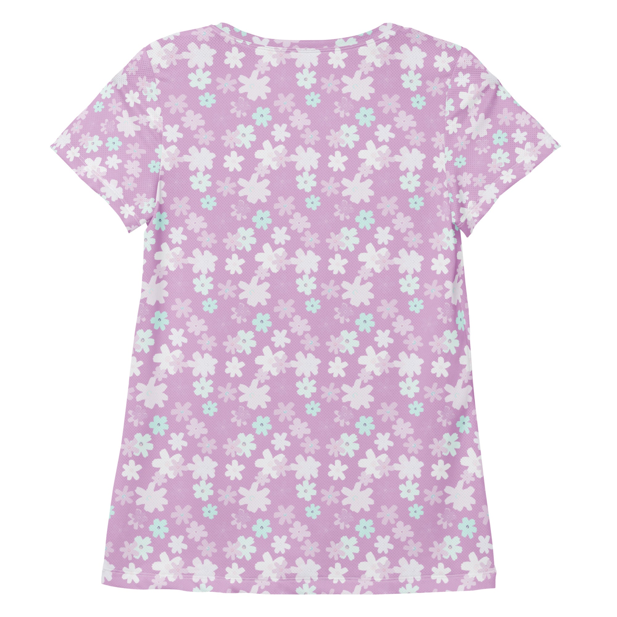 Women’s Lavender Floral Athletic T-Shirt - Lightweight Moisture Wicking Workout Top With UPF 50+