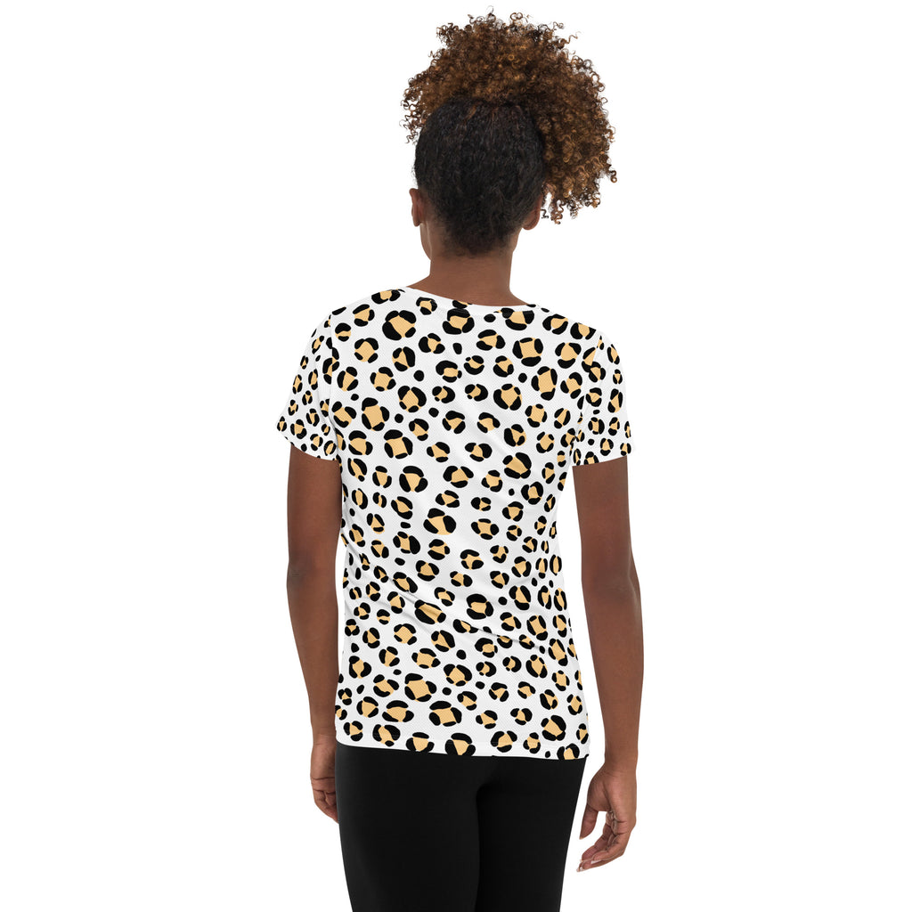 Women’s Yellow Leopard Print Athletic T-Shirt - Lightweight Moisture Wicking Workout Top With UPF 50+