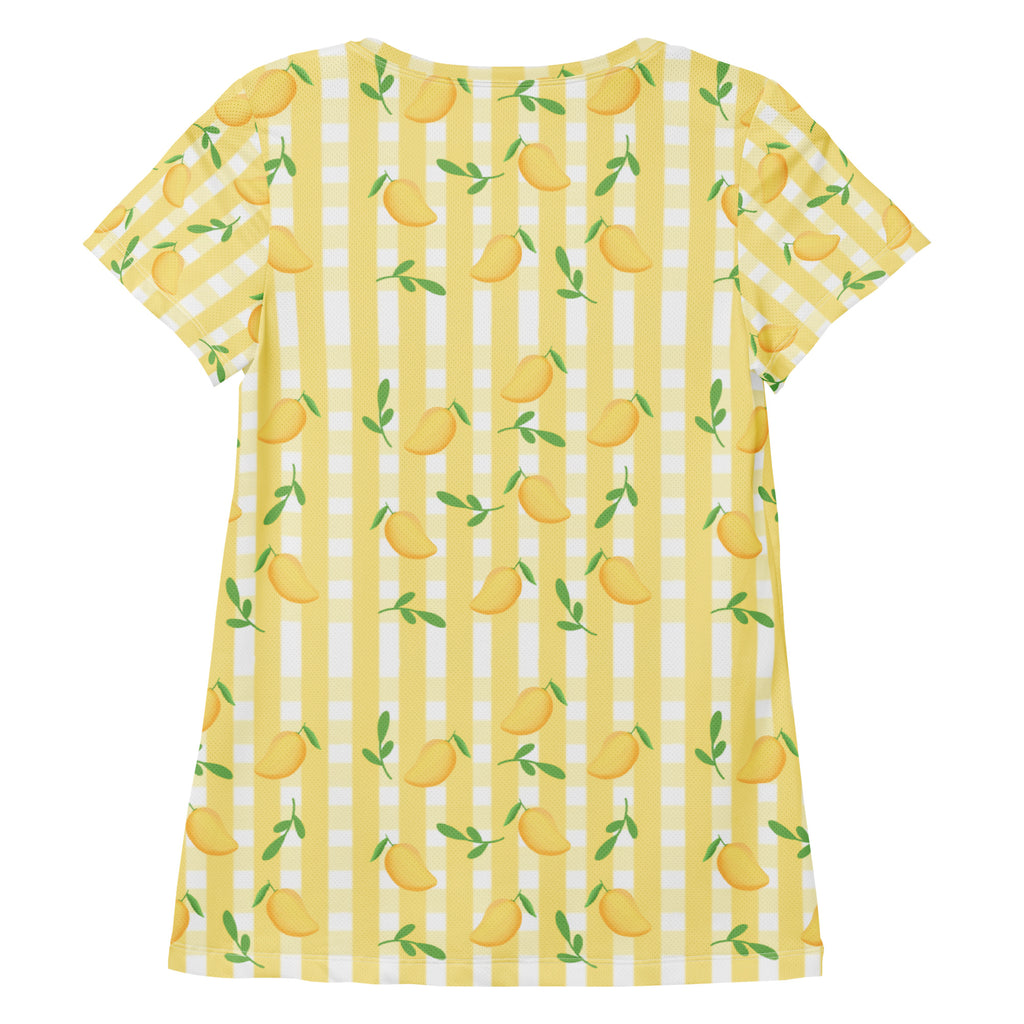 Women’s Mango Gingham Athletic T-Shirt - Lightweight Moisture Wicking Workout Top With UPF 50+