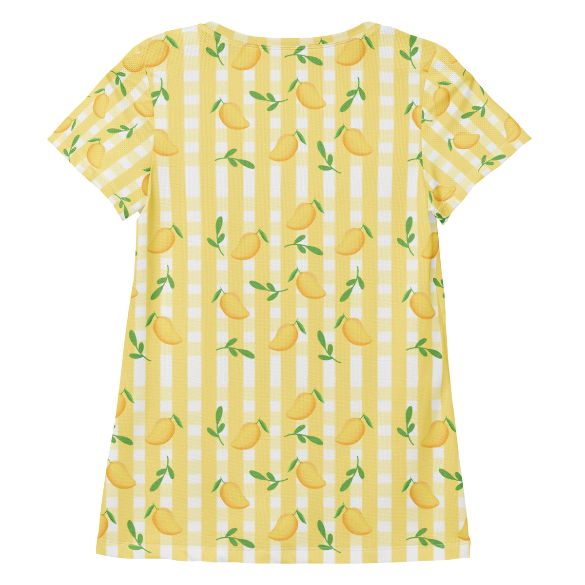 Women’s Mango Gingham Athletic T-Shirt - Lightweight Moisture Wicking Workout Top With UPF 50+