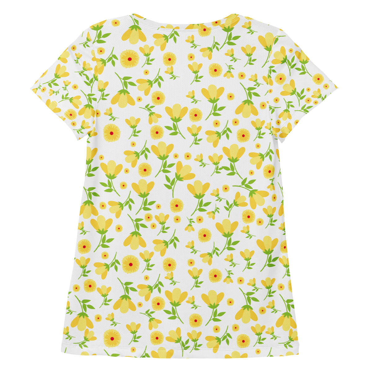 Women’s Yellow Wildflower Athletic T-Shirt - Lightweight Moisture Wicking Workout Top With UPF 50+