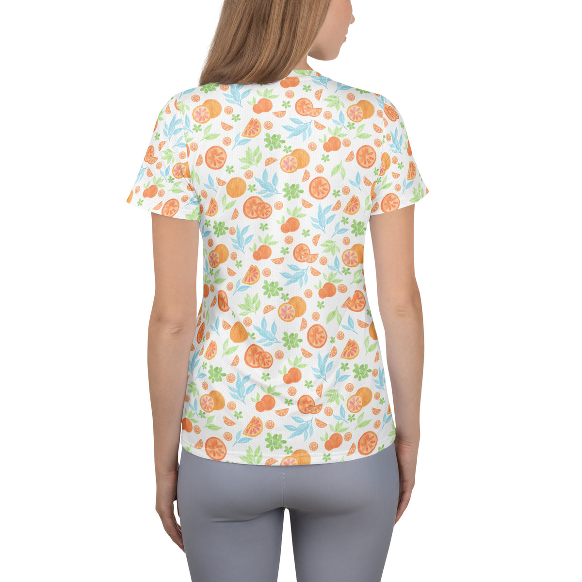 Women’s Orange Citrus Athletic T-Shirt - Lightweight Moisture Wicking Workout Top With UPF 50+