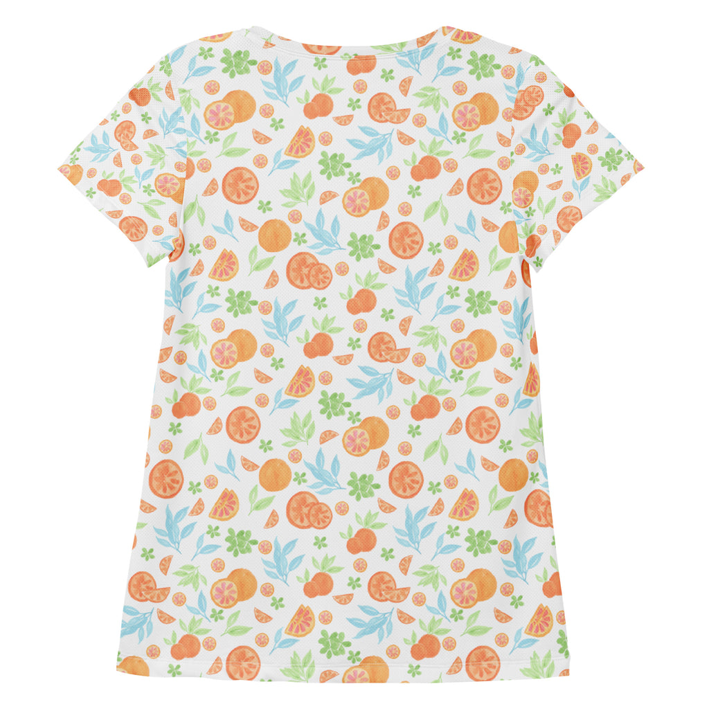Women’s Orange Citrus Athletic T-Shirt - Lightweight Moisture Wicking Workout Top With UPF 50+