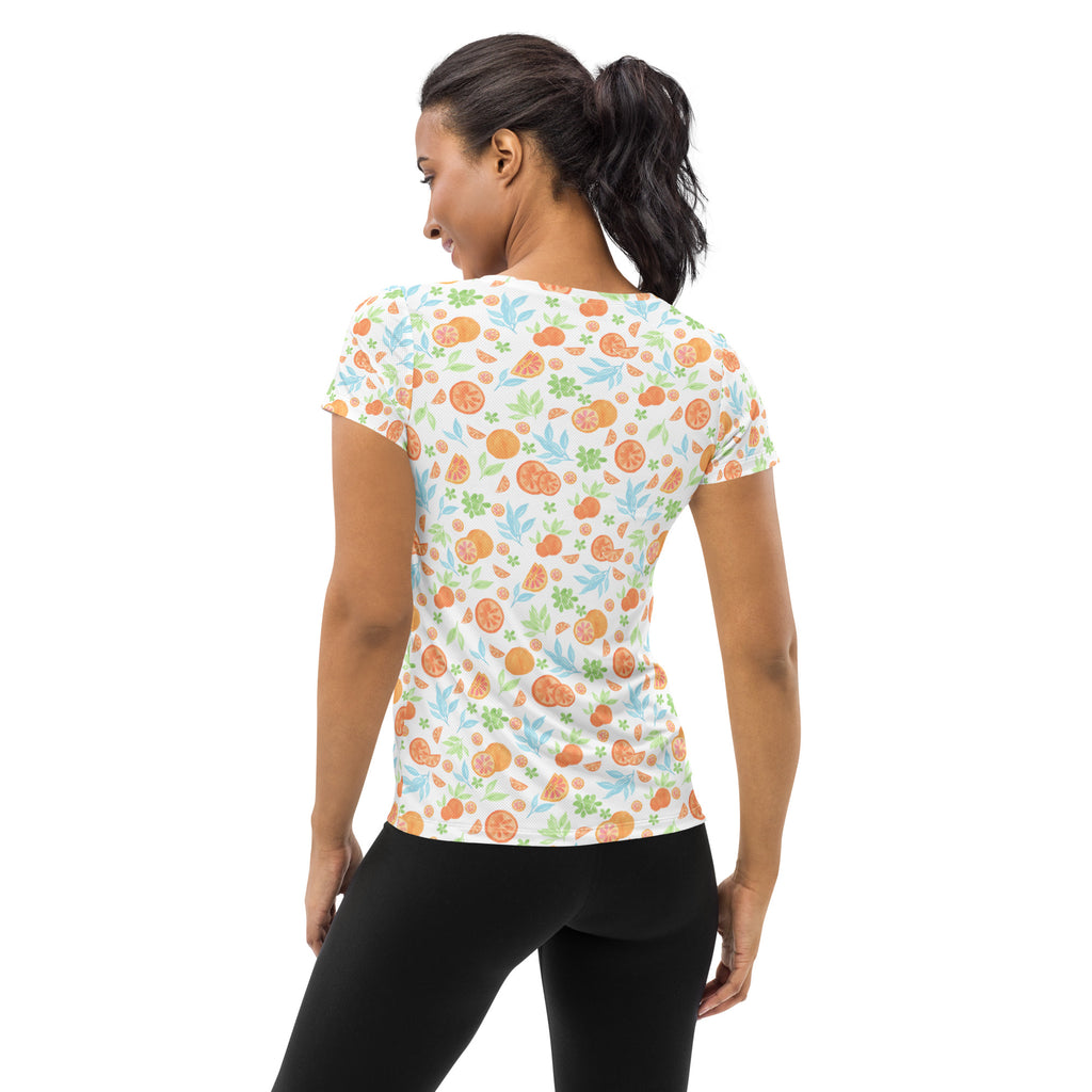 Women’s Orange Citrus Athletic T-Shirt - Lightweight Moisture Wicking Workout Top With UPF 50+