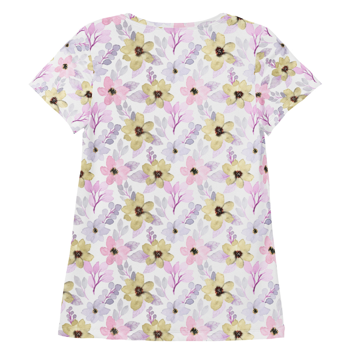 Women’s Pink Purple Botanical Athletic T-Shirt - Lightweight Moisture Wicking Workout Top With UPF 50+