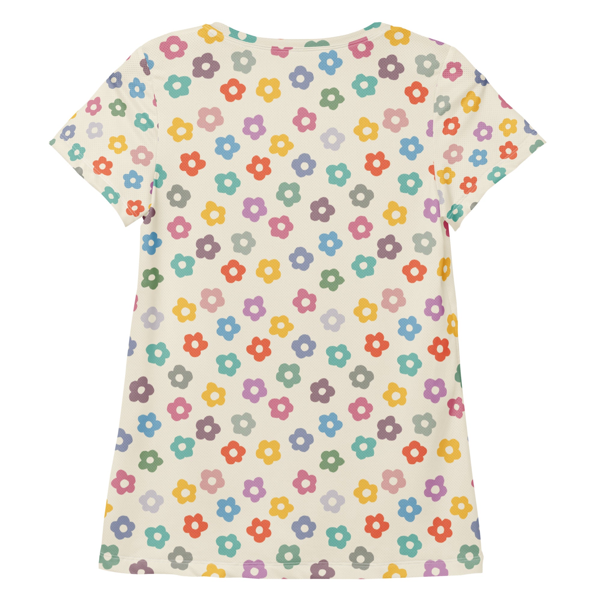 Women’s Colorful Daisy Athletic T-Shirt - Lightweight Moisture Wicking Workout Top With UPF 50+