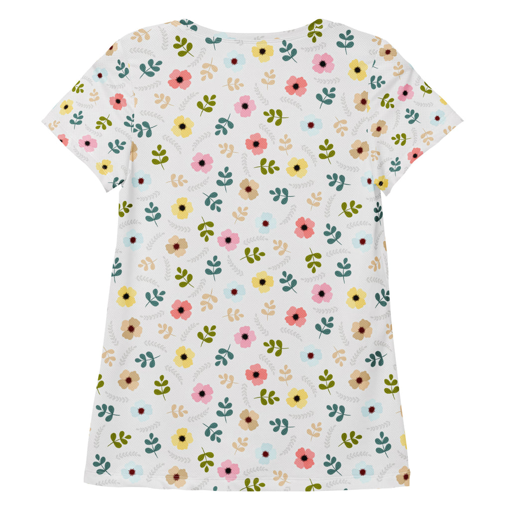 Women’s Colorful Botanical Floral Athletic T-Shirt - Lightweight Moisture Wicking Workout Top With UPF 50+