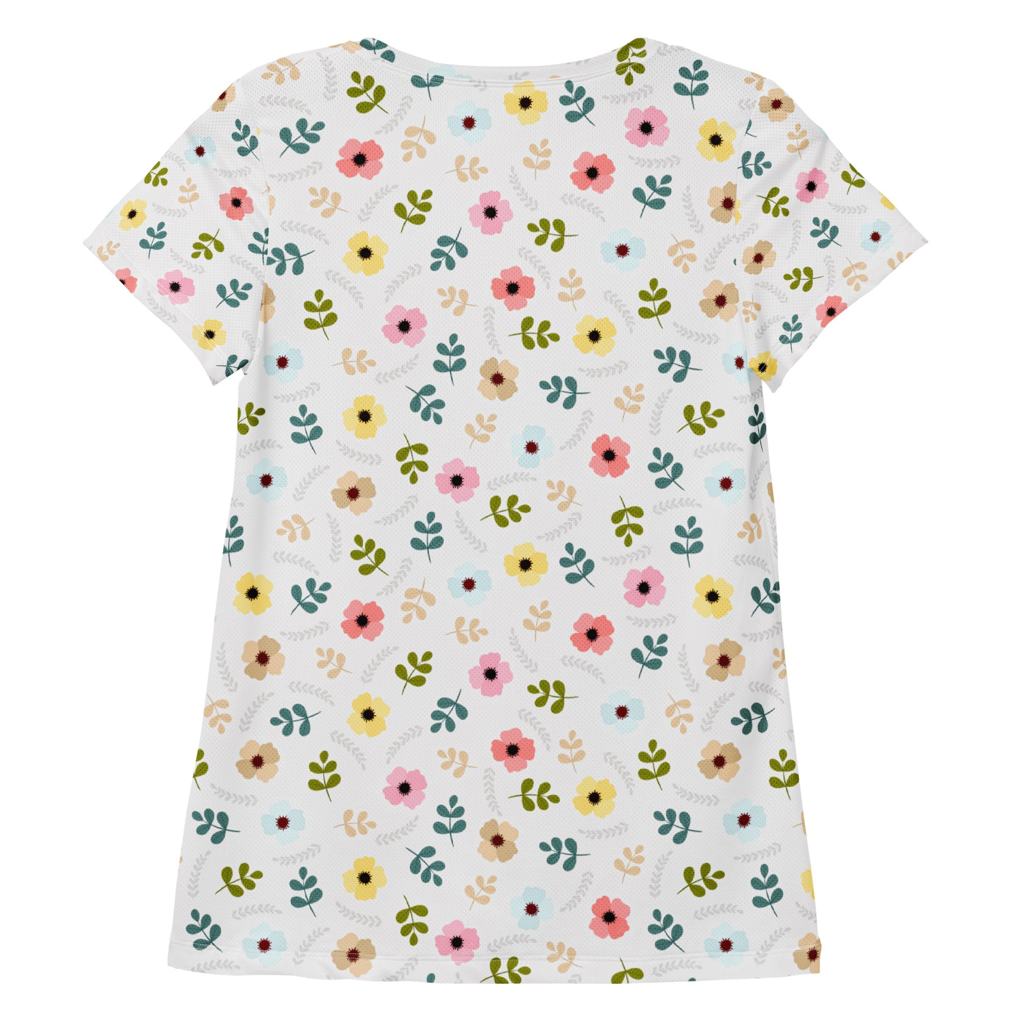 Women’s Colorful Botanical Floral Athletic T-Shirt - Lightweight Moisture Wicking Workout Top With UPF 50+