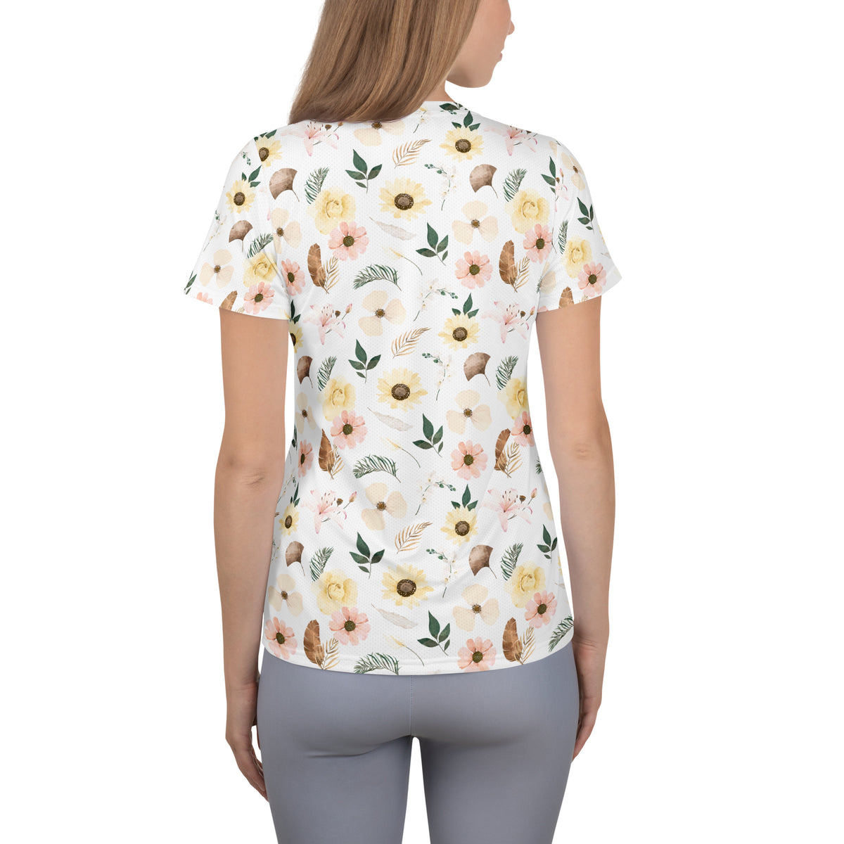 Women’s Soft Boho Wildflower Athletic T-Shirt - Lightweight Moisture Wicking Workout Top With UPF 50+