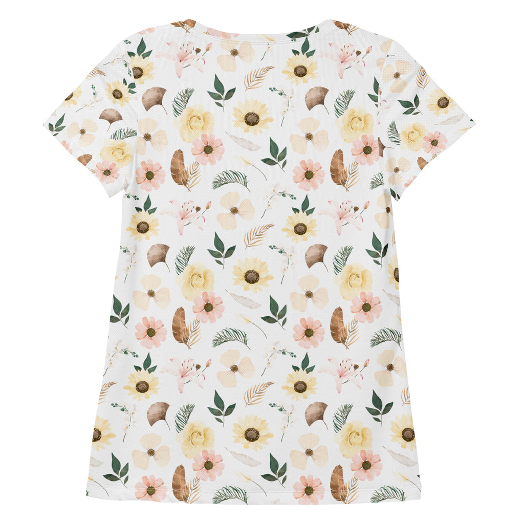 Women’s Soft Boho Wildflower Athletic T-Shirt - Lightweight Moisture Wicking Workout Top With UPF 50+