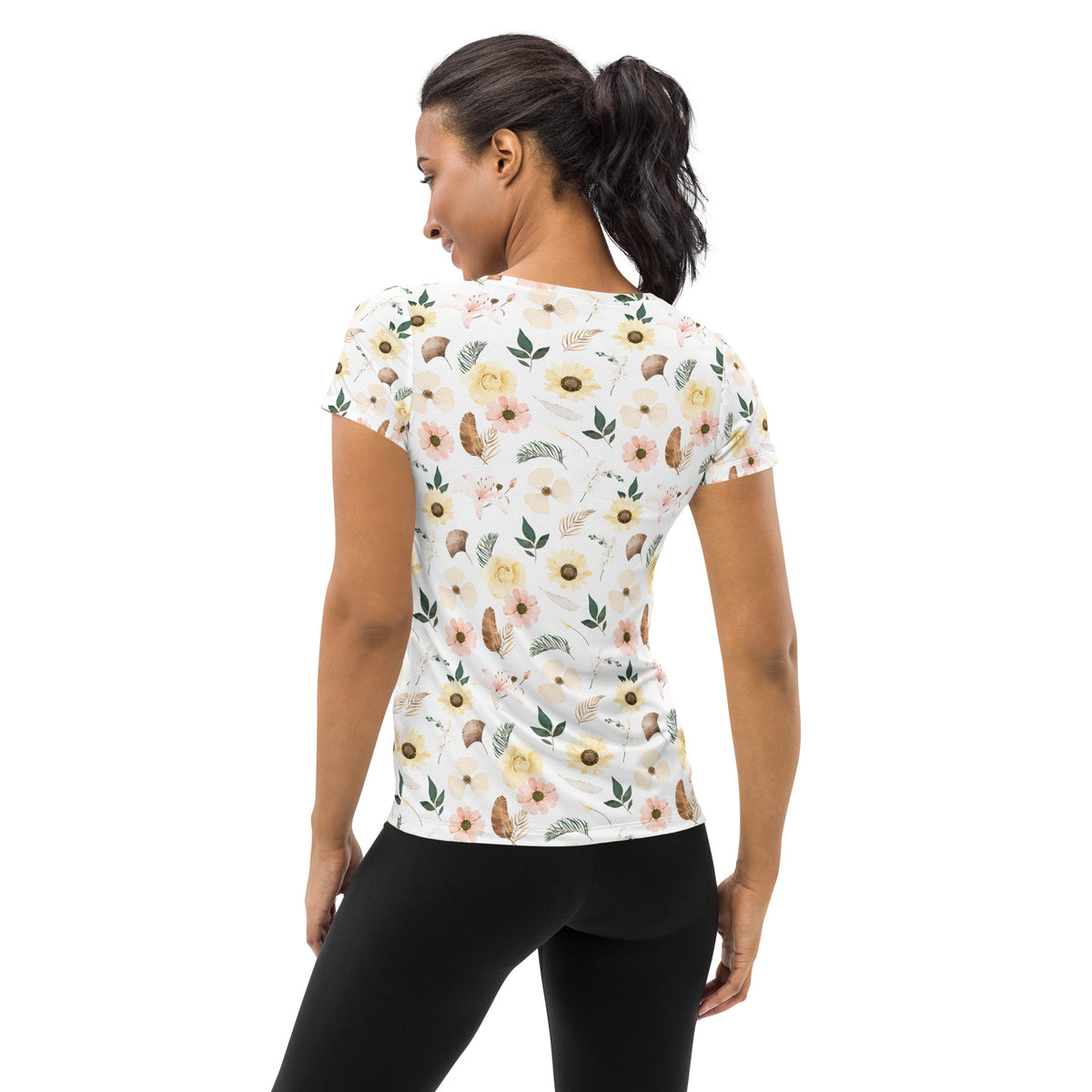 Women’s Soft Boho Wildflower Athletic T-Shirt - Lightweight Moisture Wicking Workout Top With UPF 50+