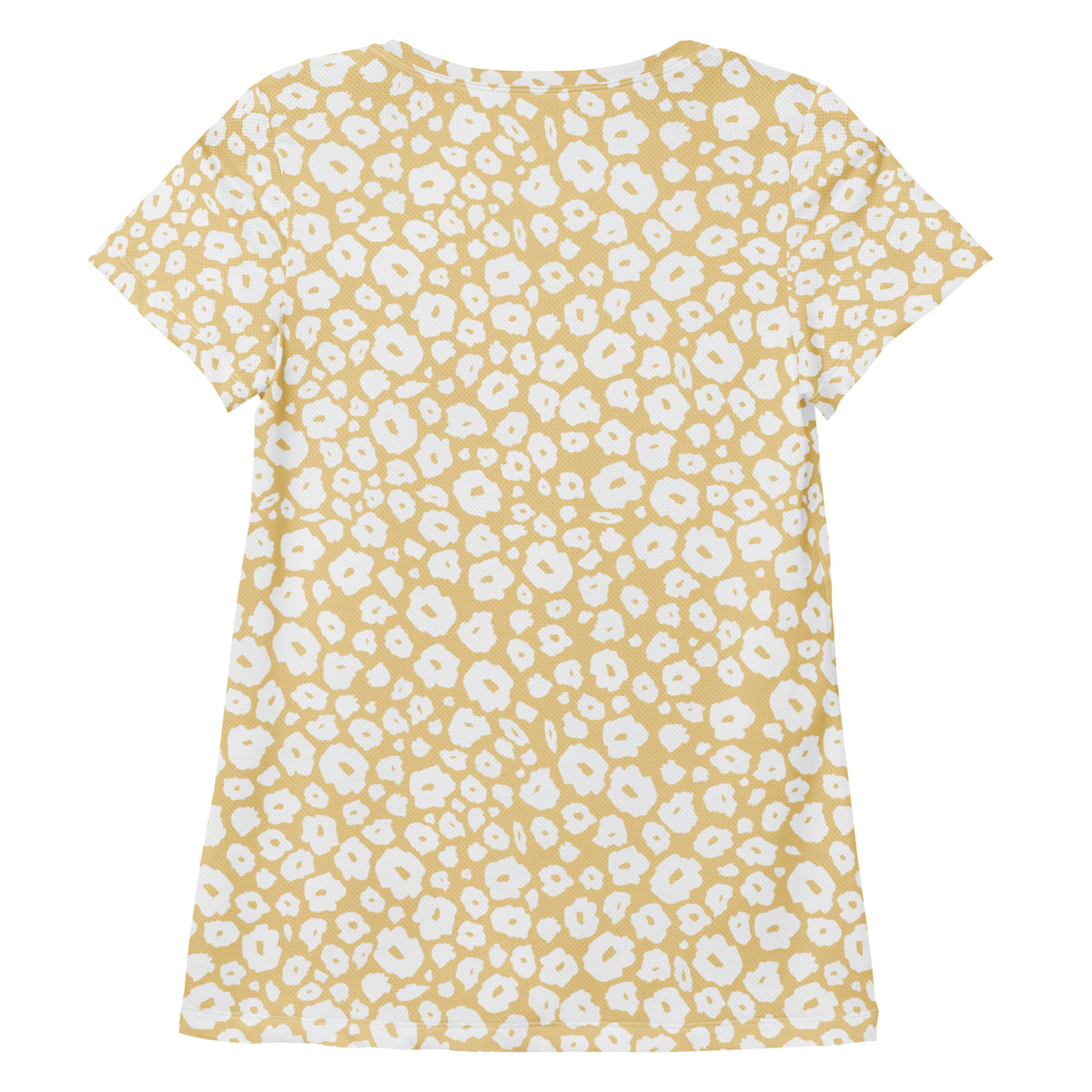 Women’s Cream Leopard Print Athletic T-Shirt - Lightweight Moisture Wicking Workout Top With UPF 50+