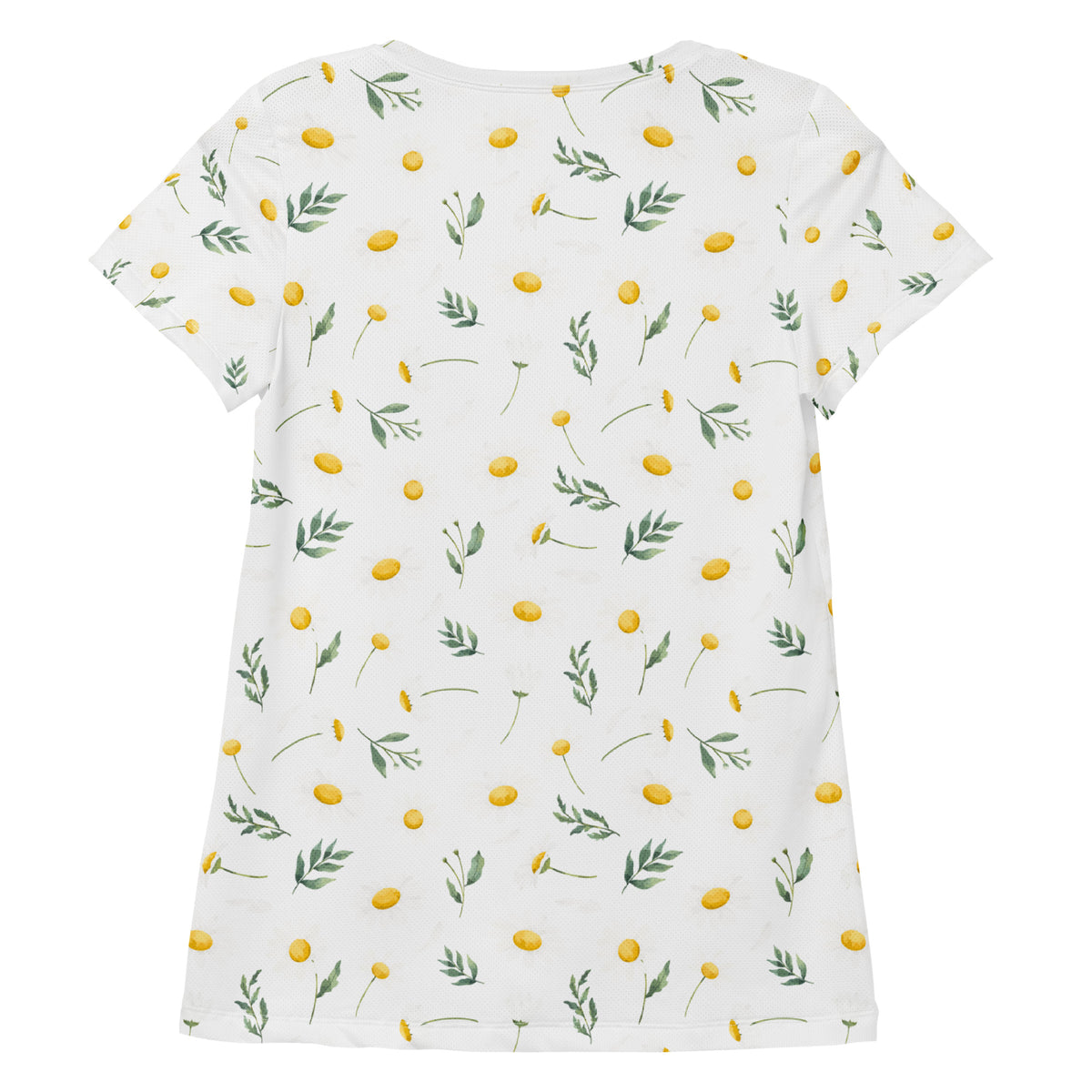 Women’s Yellow Wildflower Athletic T-Shirt - Lightweight Moisture Wicking Workout Top With UPF 50+