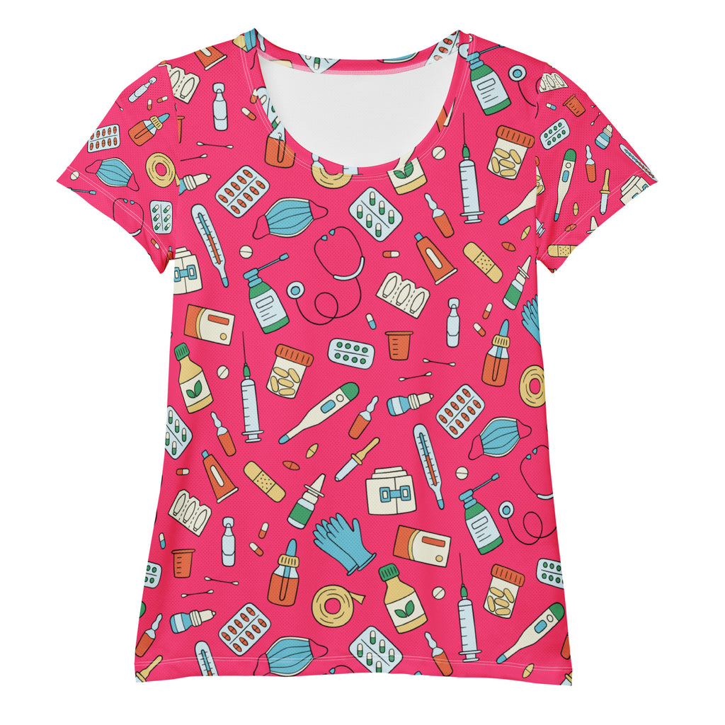 Women’s Nurse Themed Performance Athletic T-Shirt - Lightweight Moisture Wicking Workout Top with UPF 50+