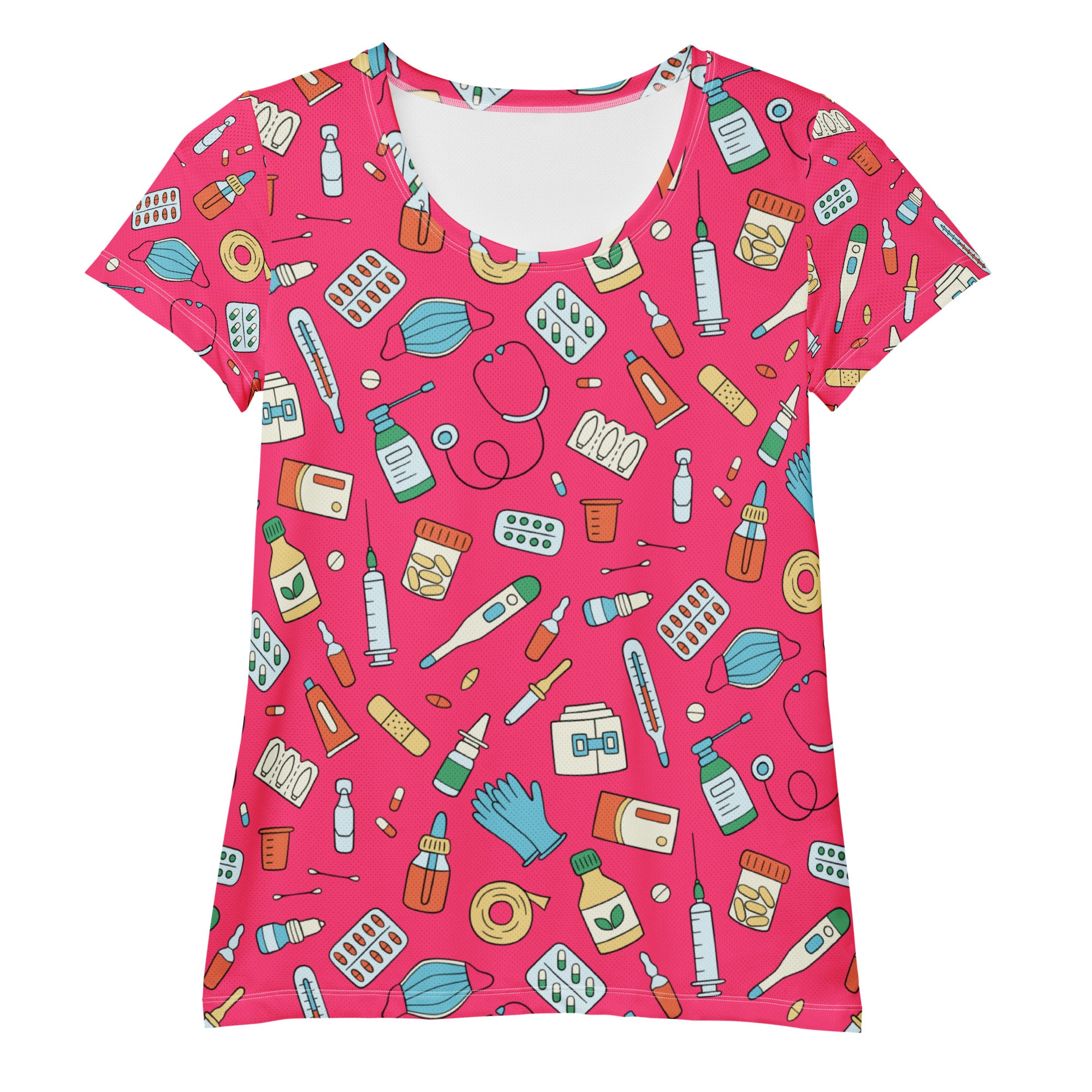 Women’s Nurse Themed Performance Athletic T-Shirt - Lightweight Moisture Wicking Workout Top with UPF 50+