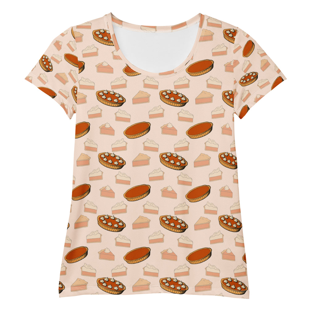 Women’s Pumpkin Pie Thanksgiving Performance Athletic T-Shirt - Lightweight Moisture Wicking Workout Top with UPF 50+