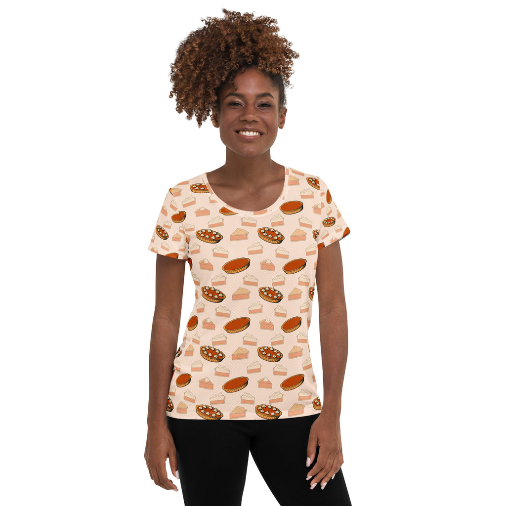 Women’s Pumpkin Pie Thanksgiving Performance Athletic T-Shirt - Lightweight Moisture Wicking Workout Top with UPF 50+