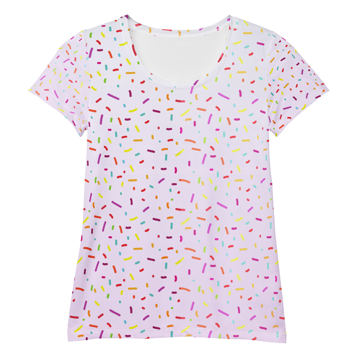 Women’s Colorful Sprinkles Performance Athletic T-Shirt - Lightweight Moisture Wicking Workout Top with UPF 50+
