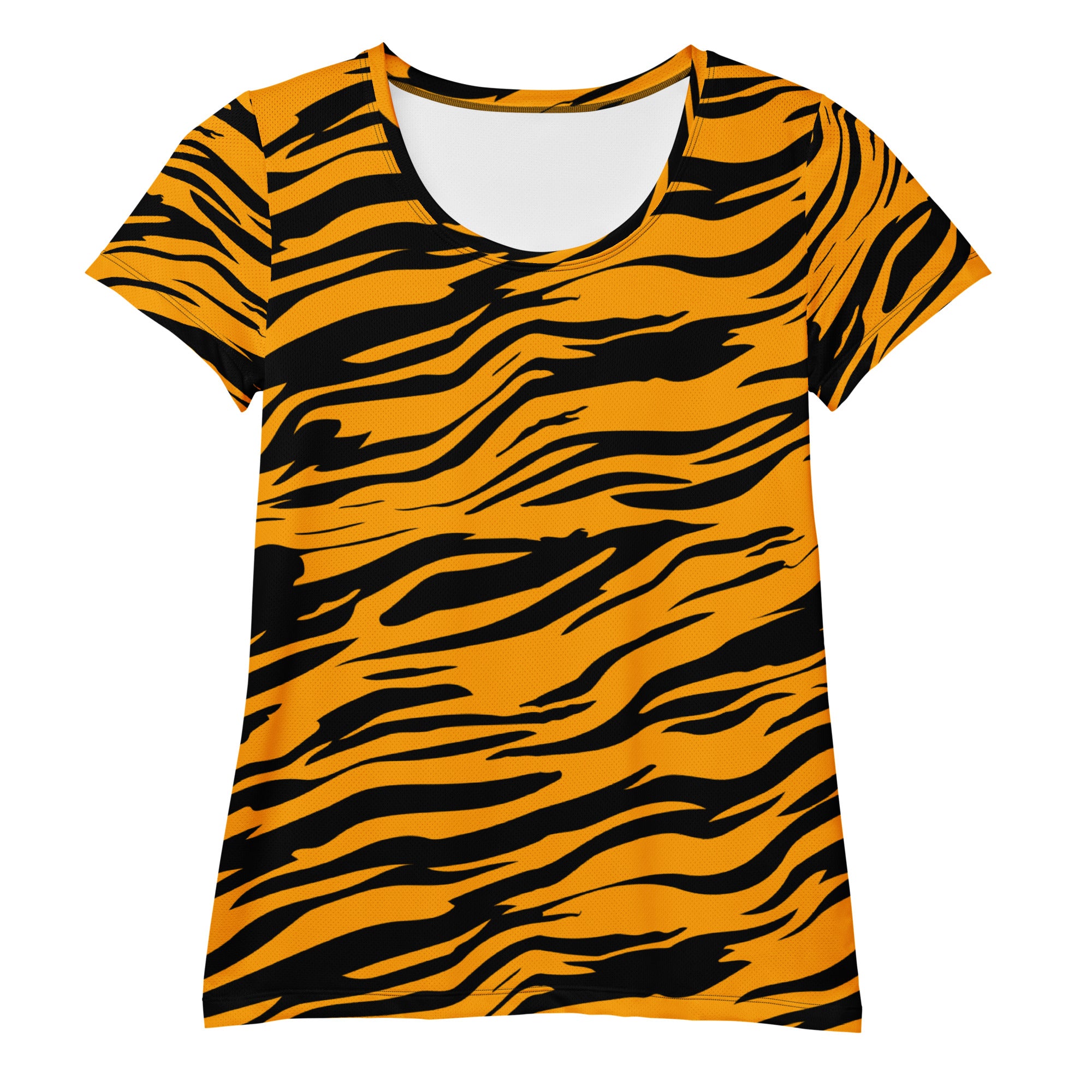 Women’s Tiger Stripe Performance Athletic T-Shirt - Lightweight Moisture Wicking Workout Top with UPF 50+
