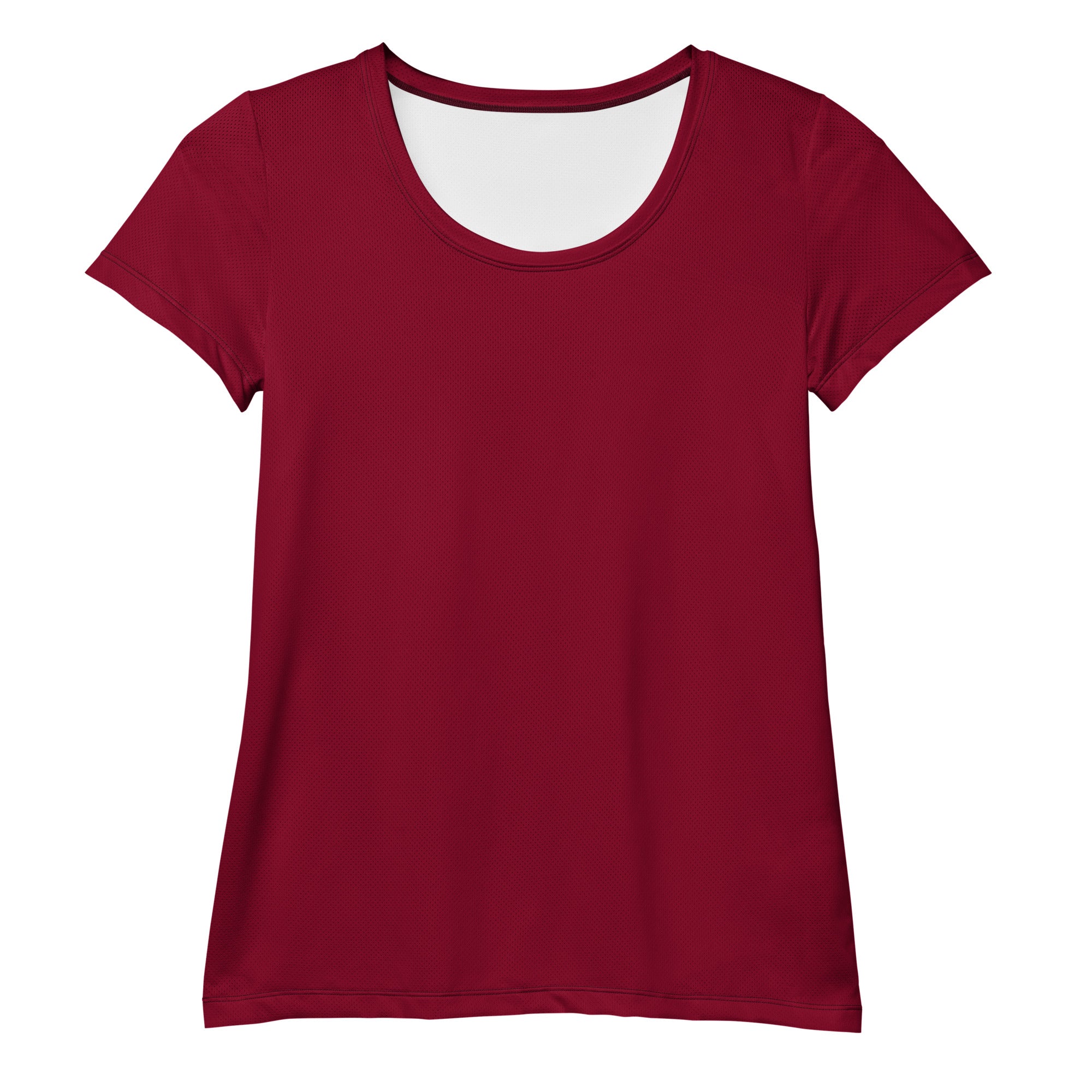 Women’s Dark Red Performance Athletic T-Shirt - Lightweight Moisture Wicking Workout Top with UPF 50+