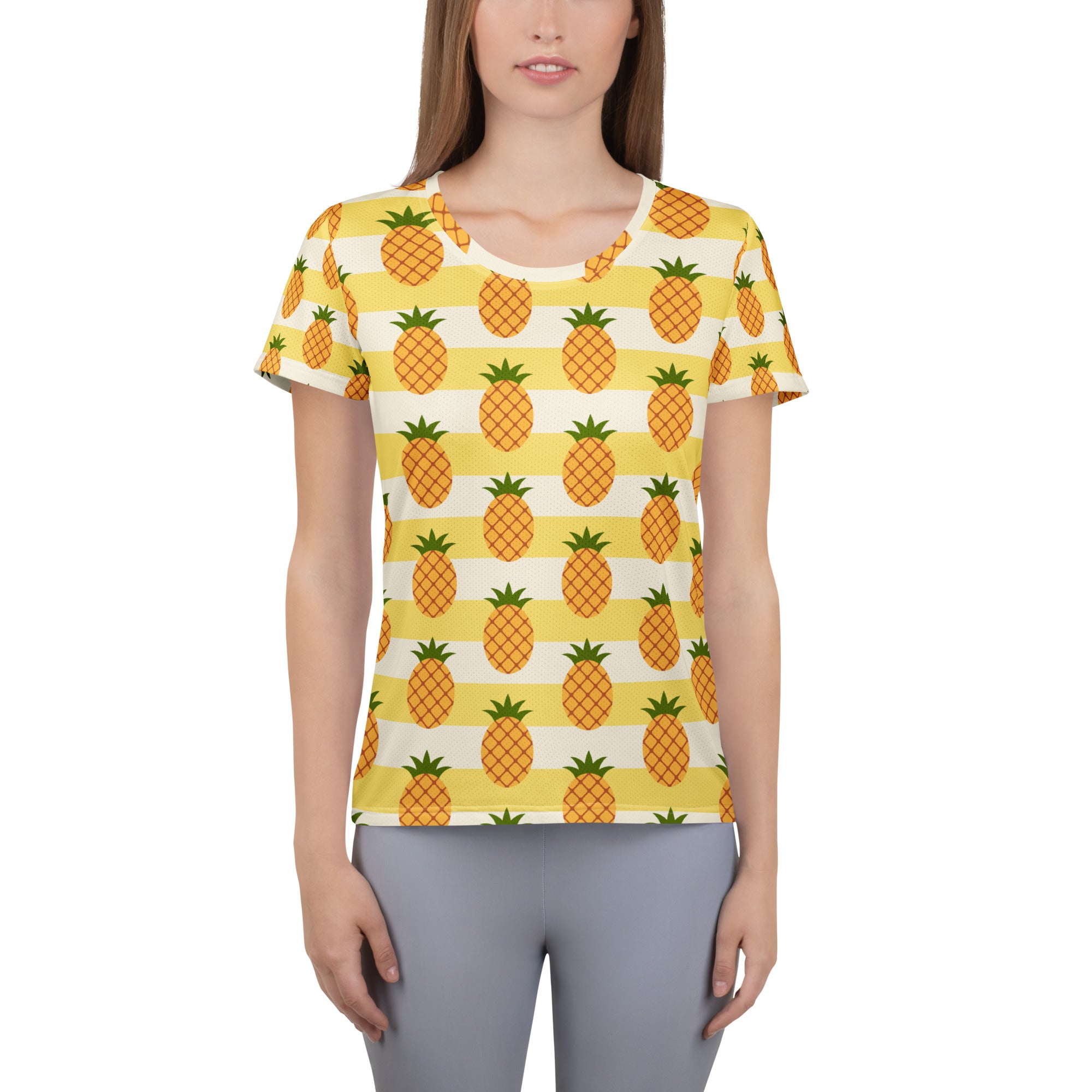 Women’s Pineapple Performance Athletic T-Shirt - Lightweight Moisture Wicking Workout Top with UPF 50+