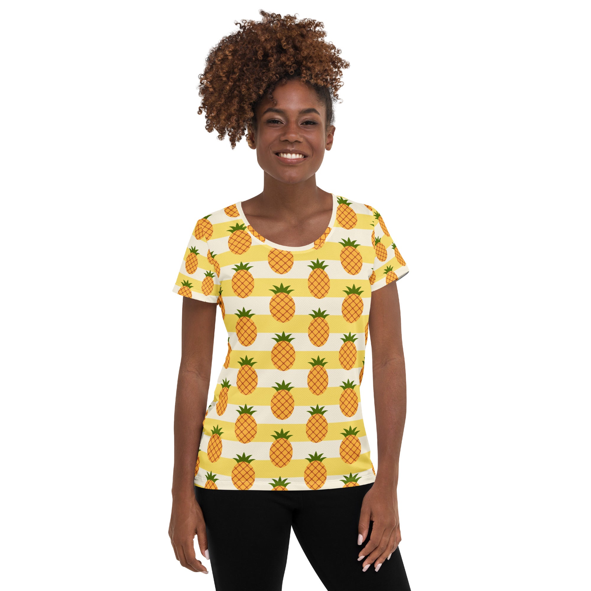 Women’s Pineapple Performance Athletic T-Shirt - Lightweight Moisture Wicking Workout Top with UPF 50+
