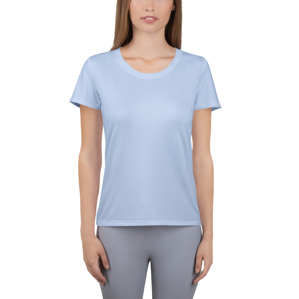 Women’s Pale Blue Performance Athletic T-Shirt - Lightweight Moisture Wicking Workout Top with UPF 50+