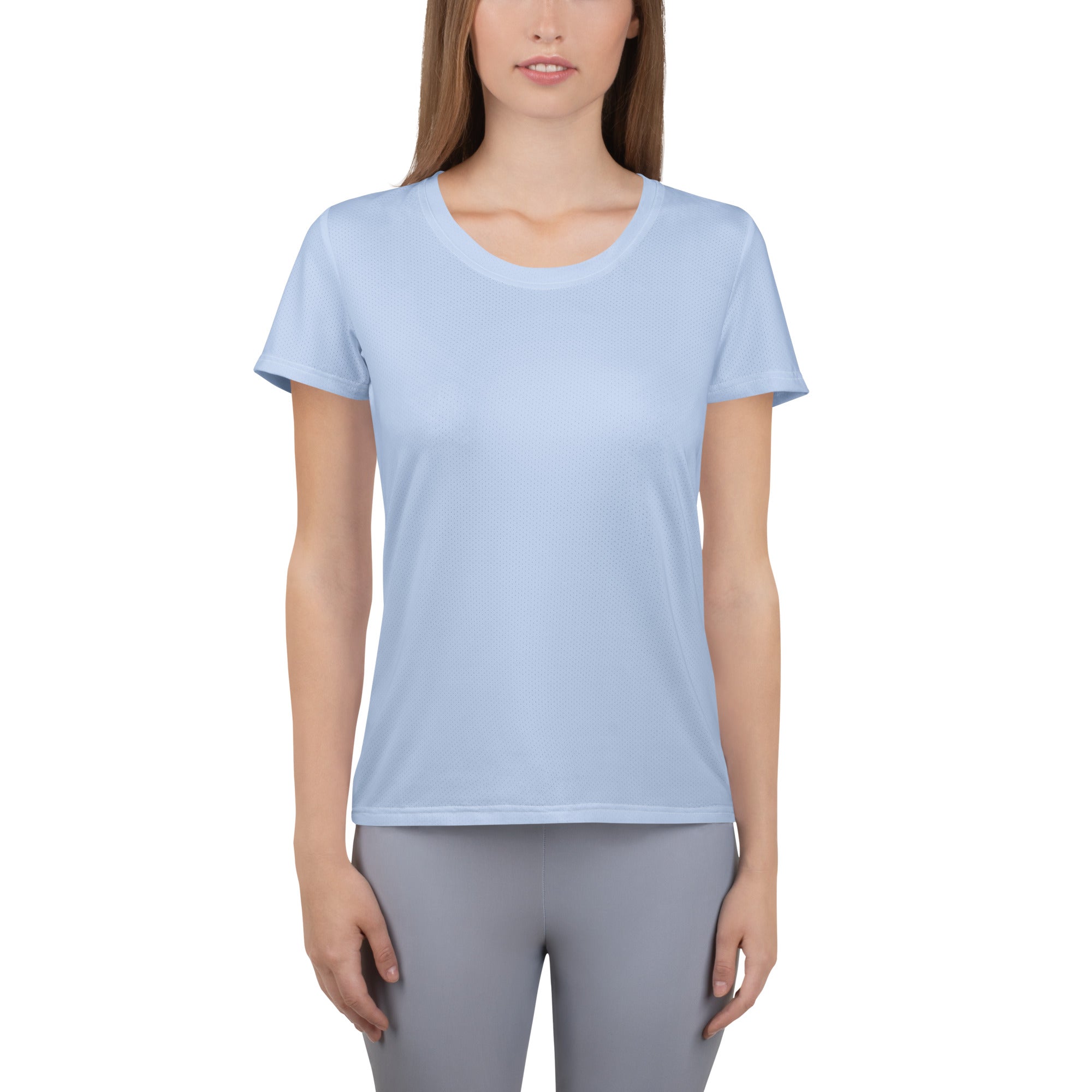 Women’s Pale Blue Performance Athletic T-Shirt - Lightweight Moisture Wicking Workout Top with UPF 50+