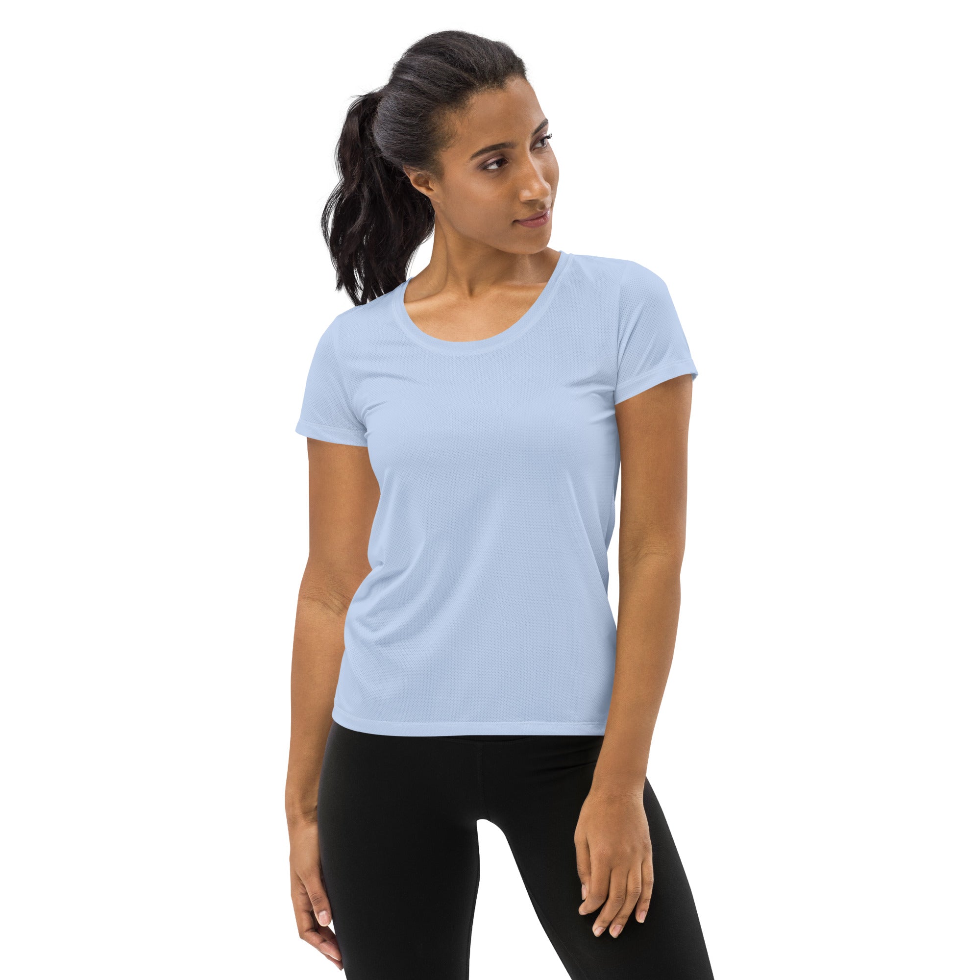 Women’s Pale Blue Performance Athletic T-Shirt - Lightweight Moisture Wicking Workout Top with UPF 50+