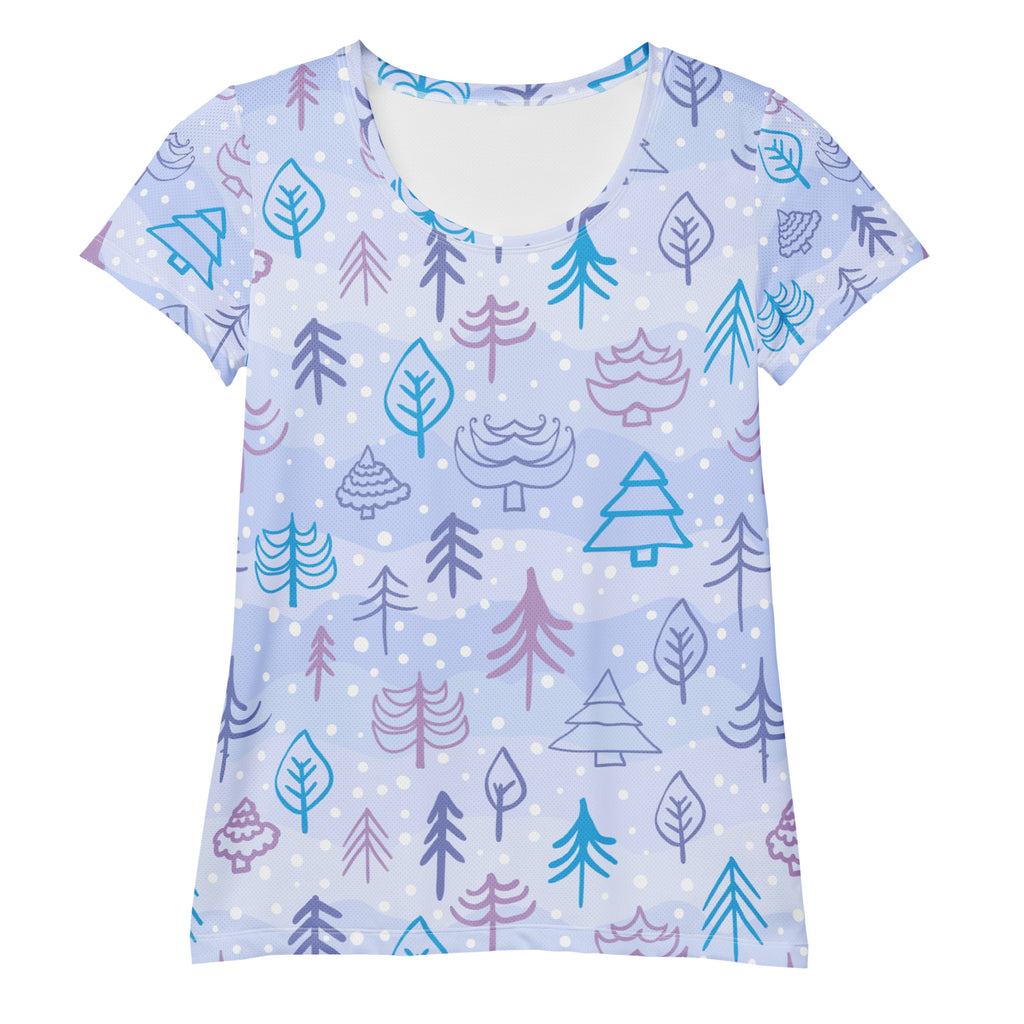 Women’s Winter Forest Performance Athletic T-Shirt - Lightweight Moisture Wicking Workout Top with UPF 50+