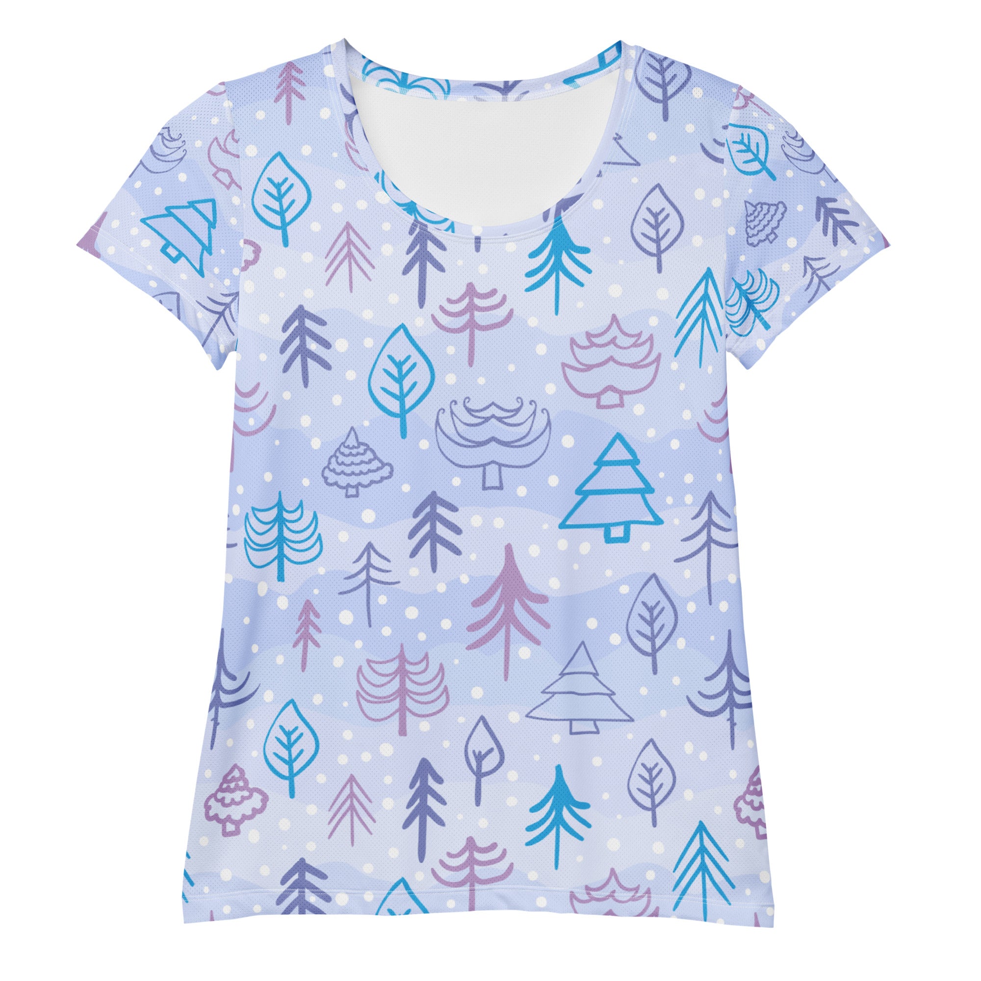 Women’s Winter Forest Performance Athletic T-Shirt - Lightweight Moisture Wicking Workout Top with UPF 50+